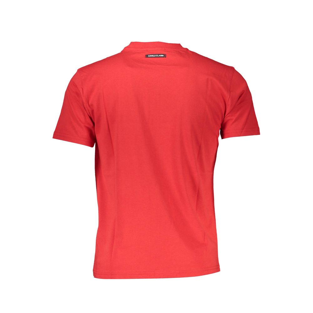 Cavalli Class Rotes Baumwolle Männer T-Shirt