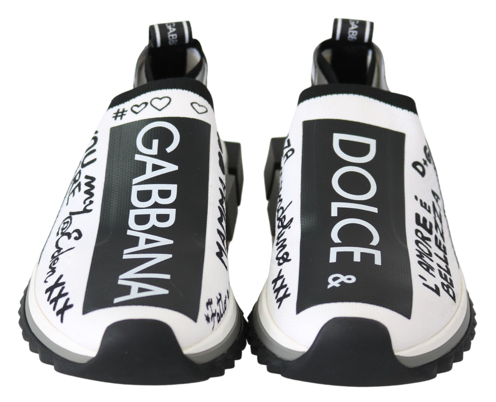 Dolce & Gabbana Weiß Schwarz Slip On Sorrento Sneakers