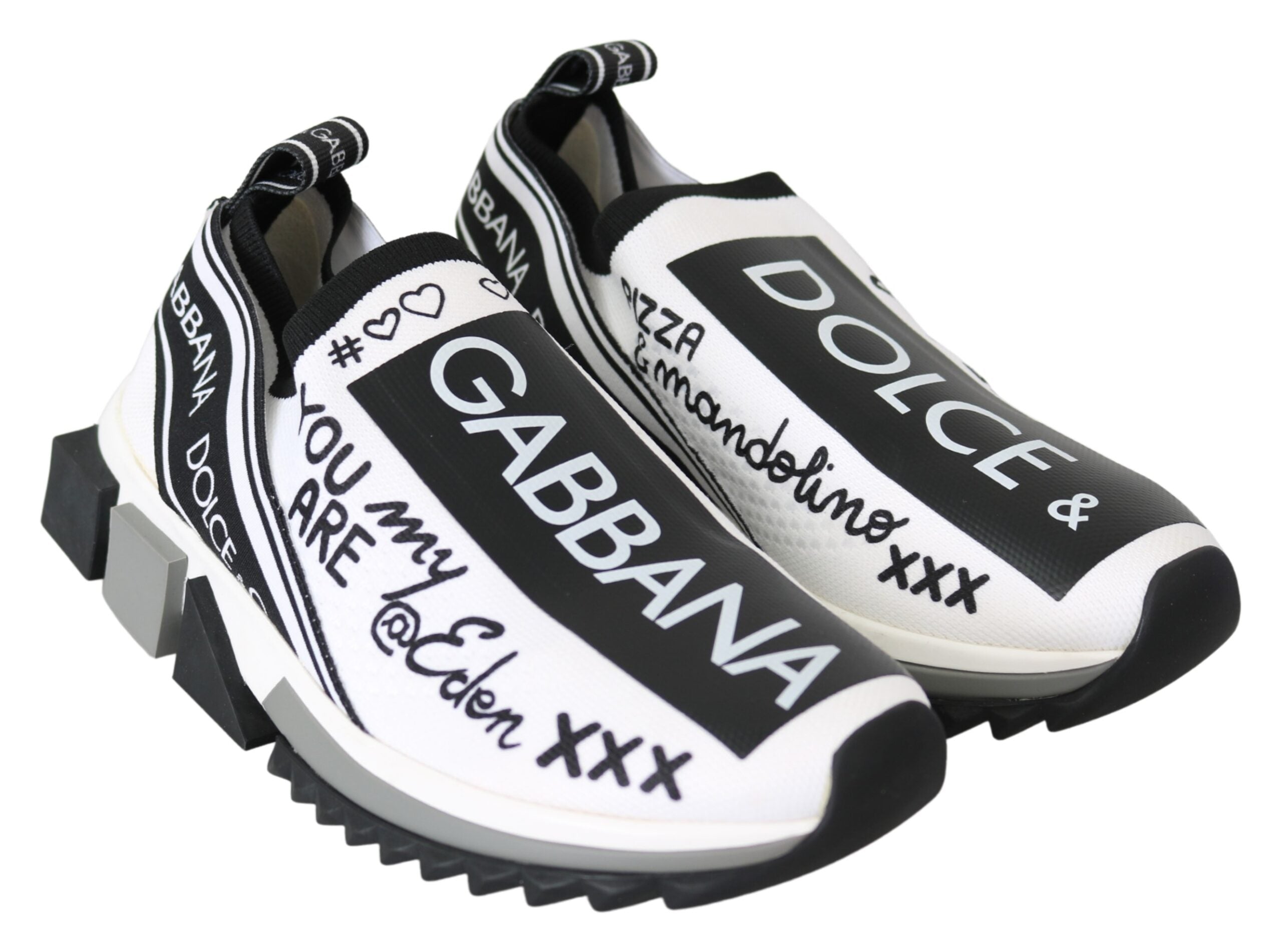 Dolce & Gabbana Weiß Schwarz Slip On Sorrento Sneakers