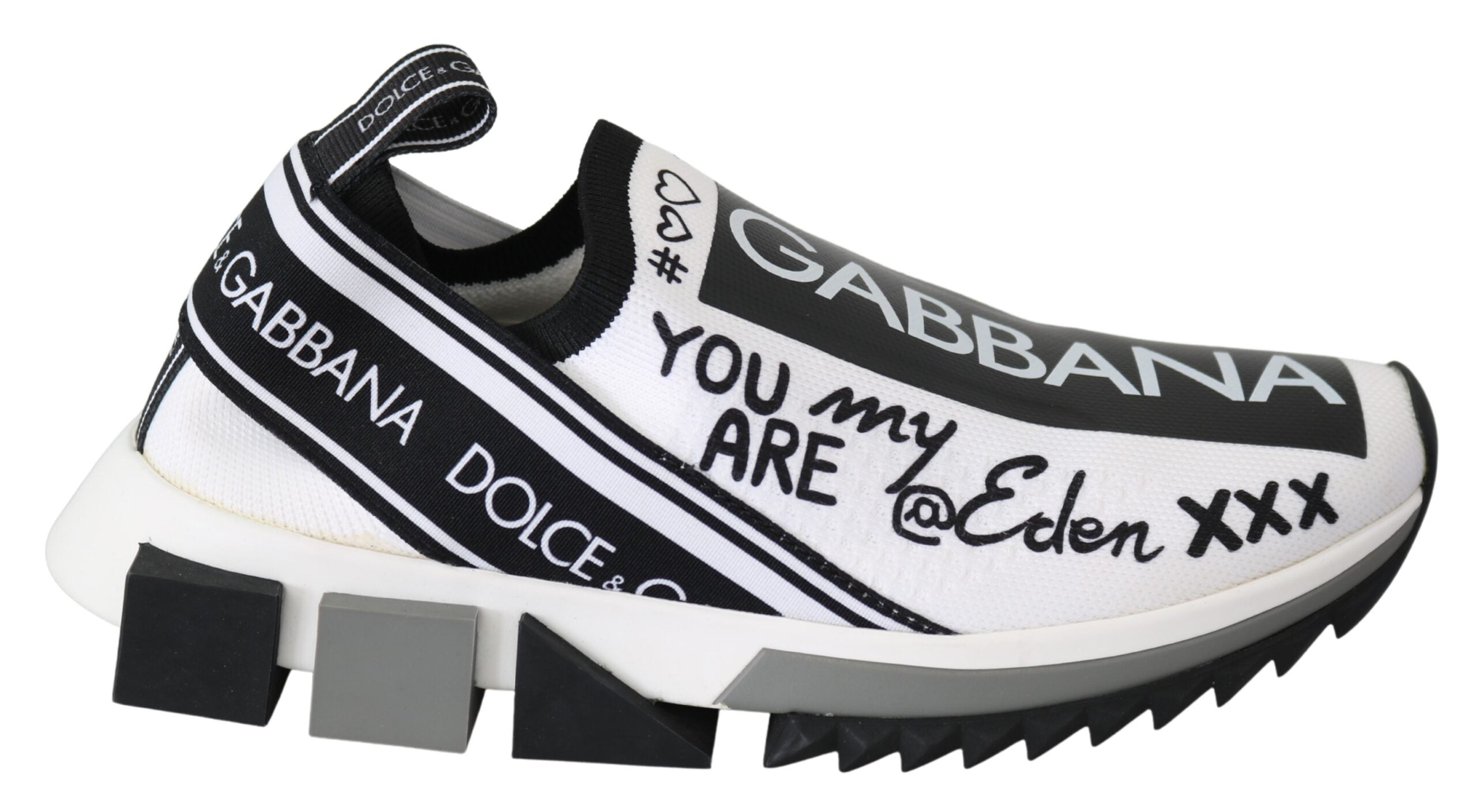 Dolce & Gabbana Weiß Schwarz Slip On Sorrento Sneakers
