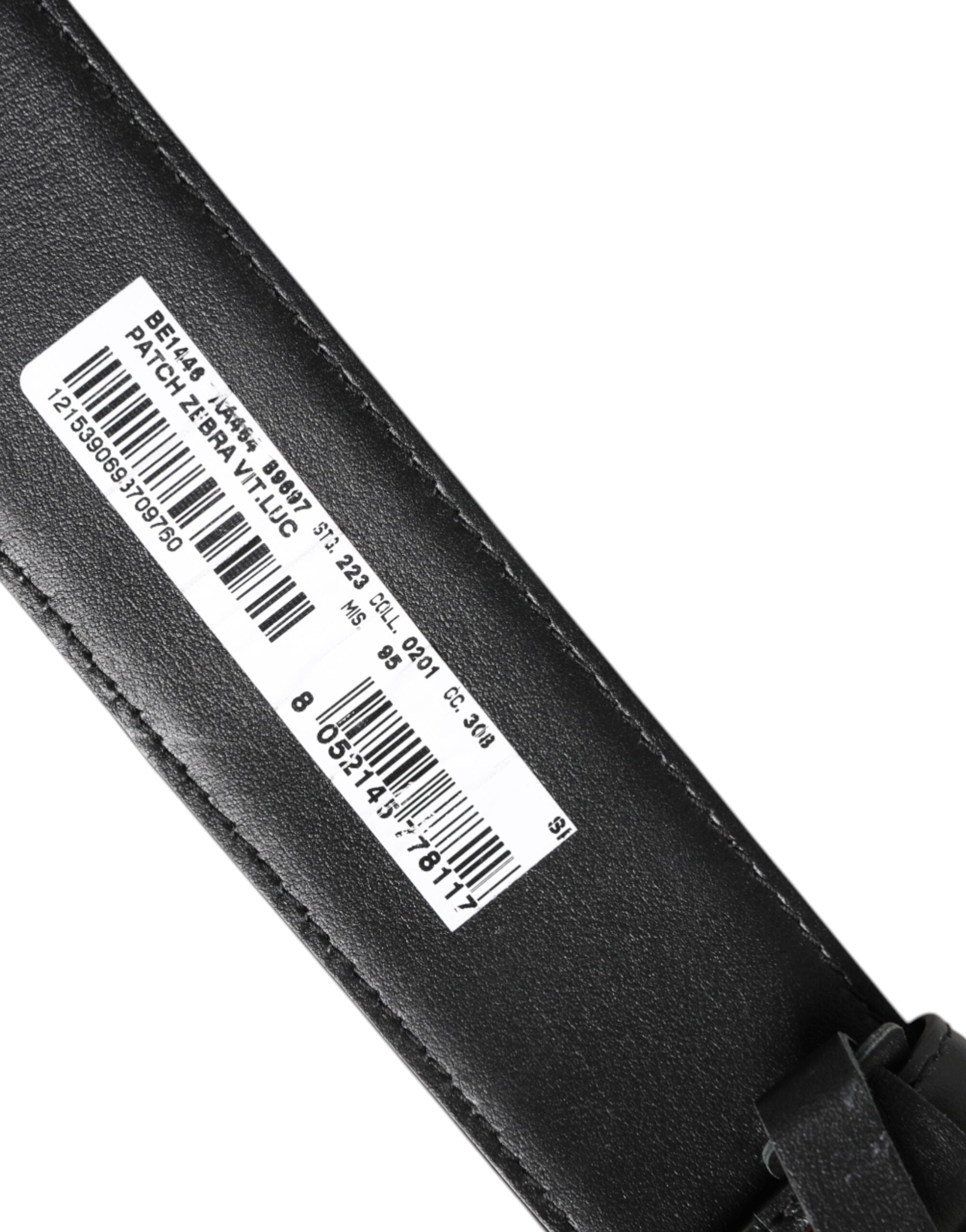 Dolce & Gabbana Schwarzes weißes Leder DG Metallschnalle Gürtel