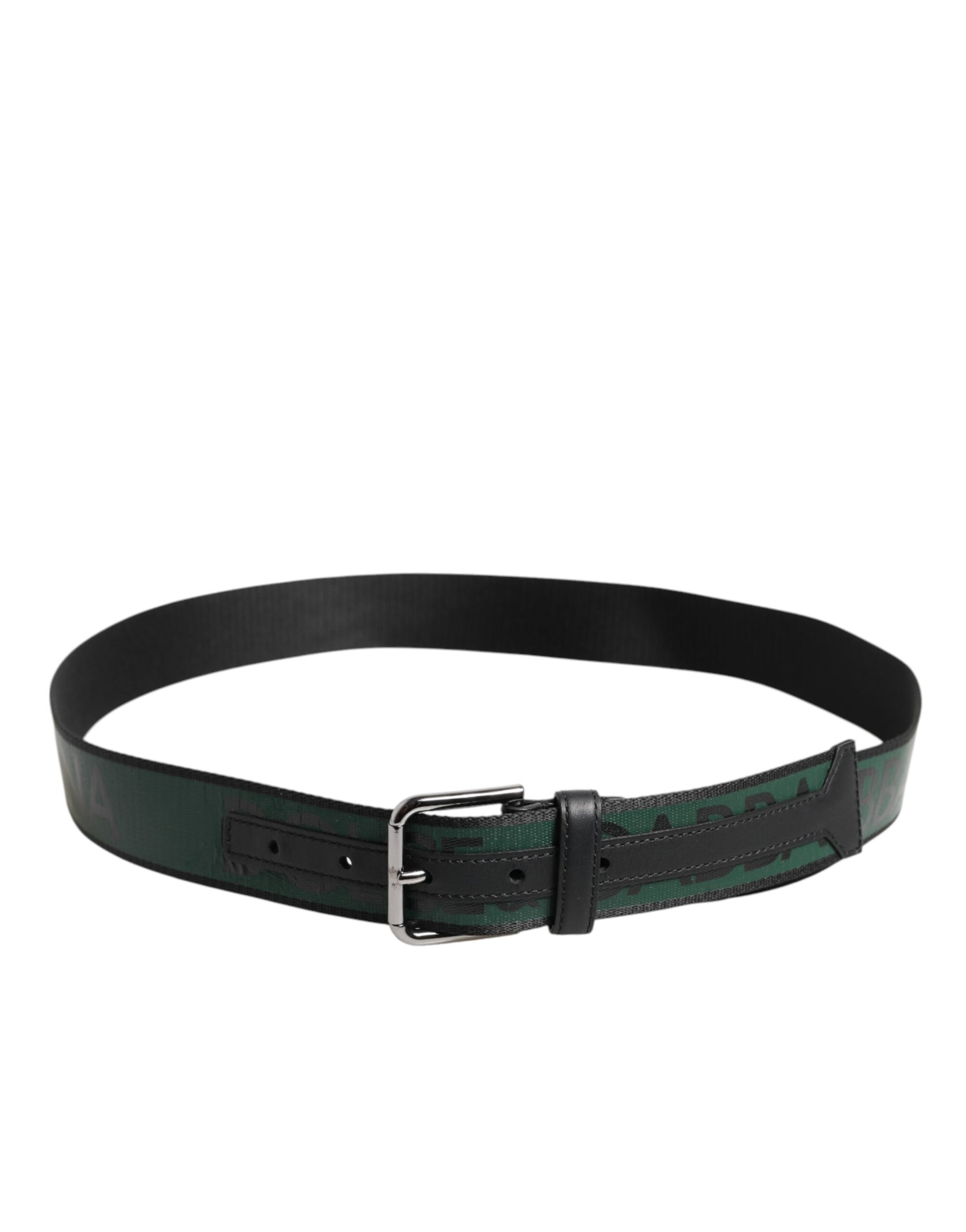 Dolce & Gabbana Grün Schwarz Polyester DG Logo Schnalle Gürtel