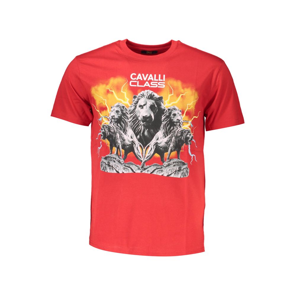 Cavalli Class Rotes Baumwolle Männer T-Shirt