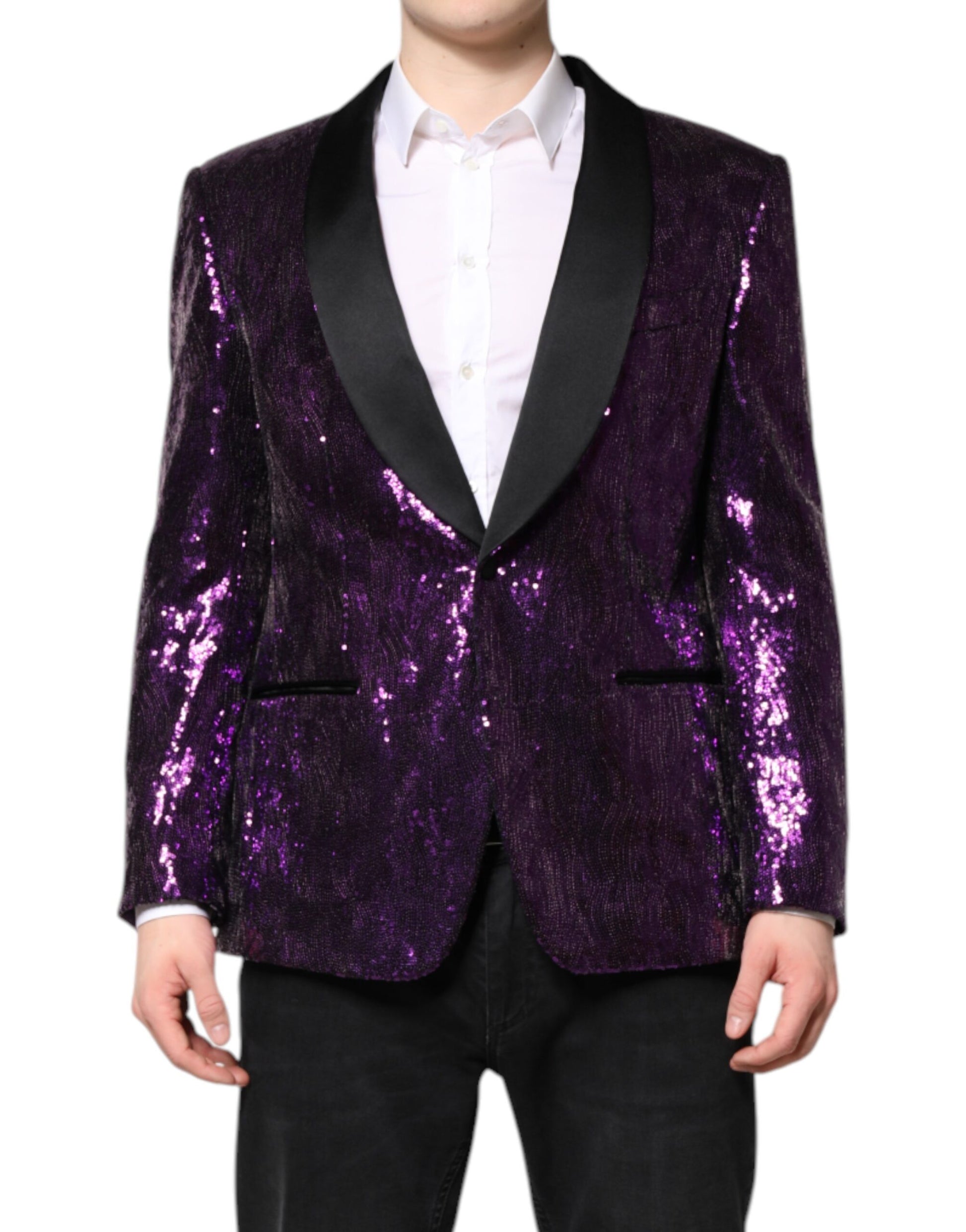 Dolce & Gabbana Lila SICILIA Mantel mit Paillettenverzierung Jacke