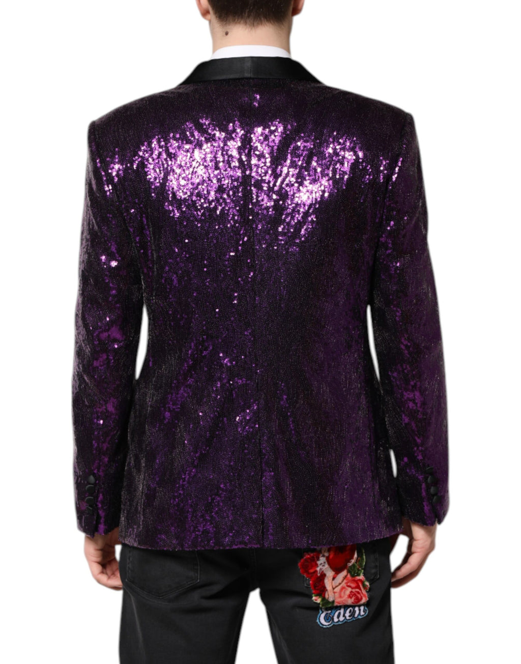 Dolce & Gabbana Lila SICILIA Mantel mit Paillettenverzierung Jacke