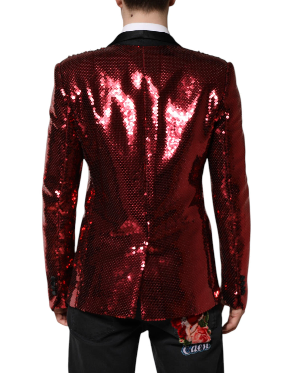 Dolce & Gabbana Rote SICILIA Blazer-Jacke mit Paillettenverzierung