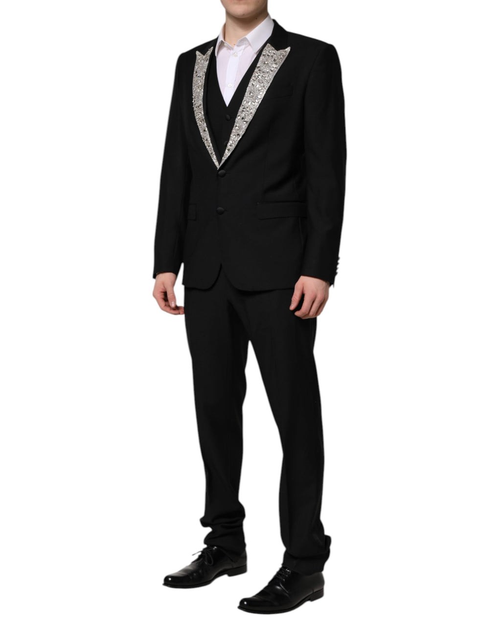 Dolce & Gabbana Schwarzer MARTINI Anzug mit Kristallverzierung 3tlg.
