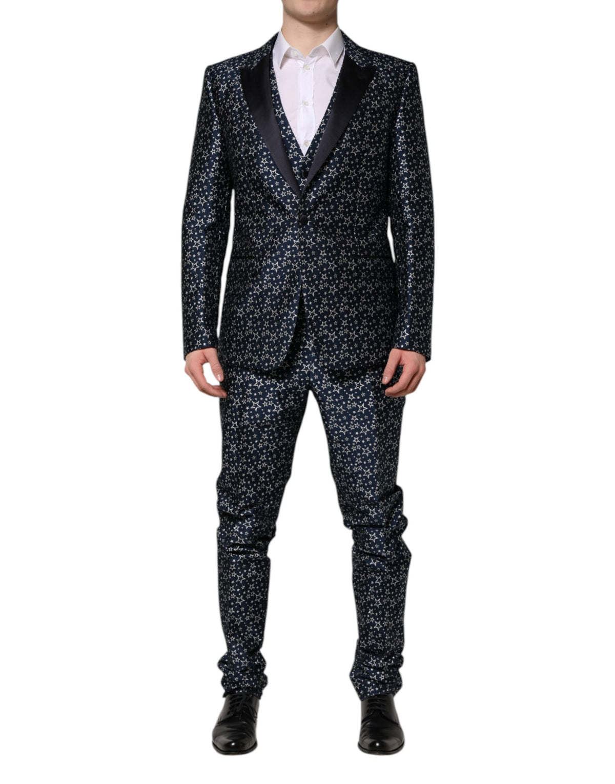 Dolce & Gabbana Blauw MARTINI Ster Jacquard 3-delig Pak