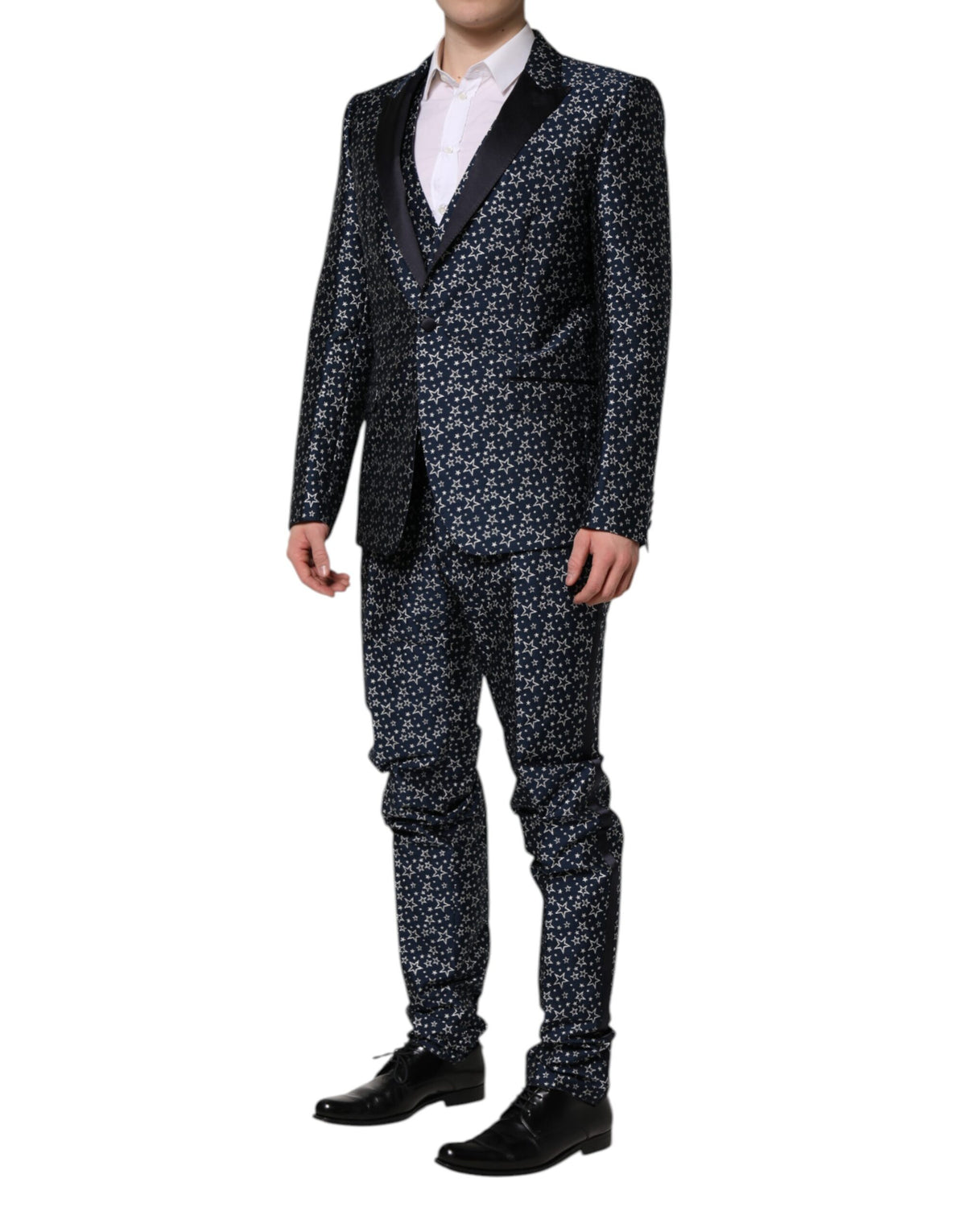 Dolce & Gabbana Blauw MARTINI Ster Jacquard 3-delig Pak