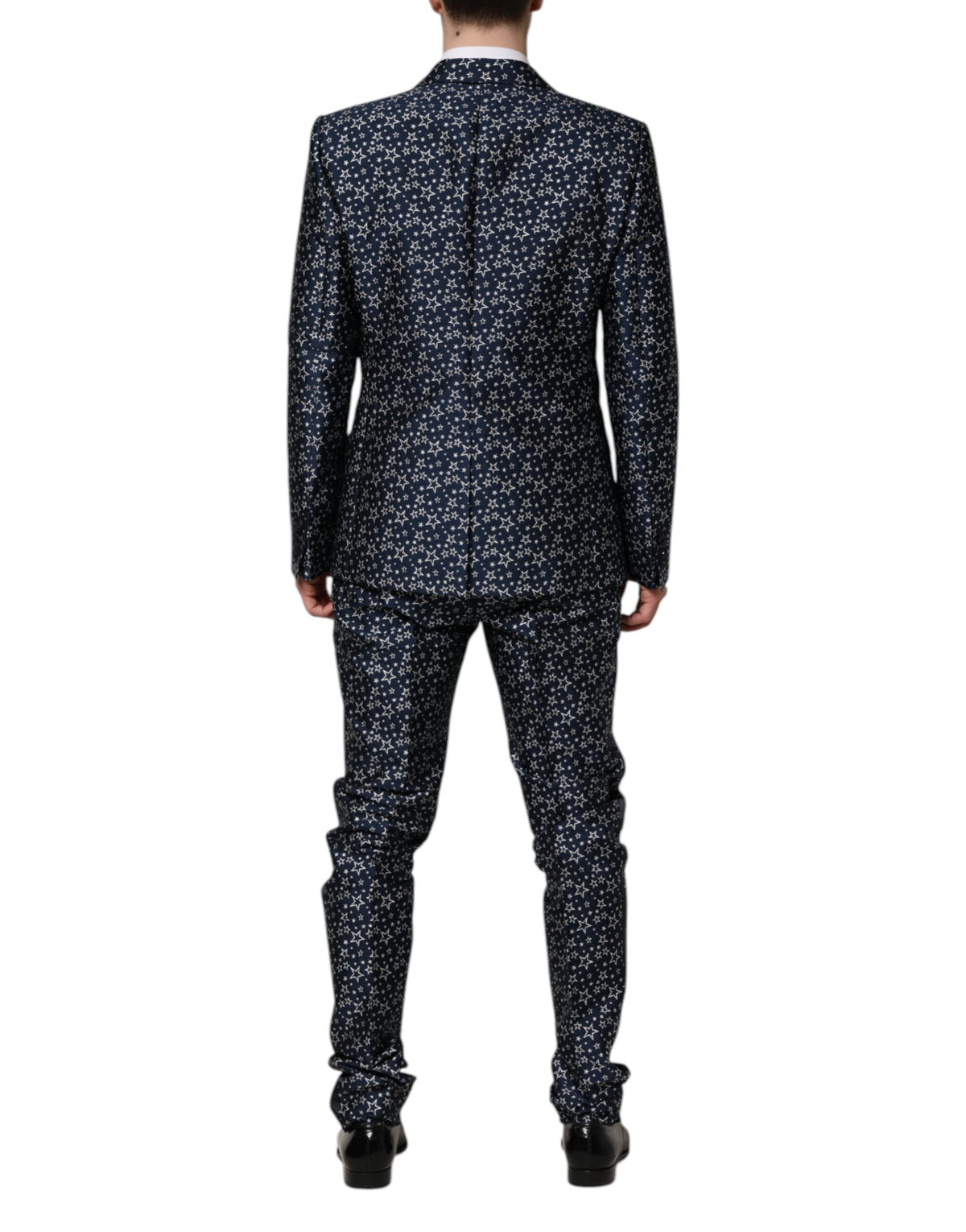 Dolce & Gabbana Blauw MARTINI Ster Jacquard 3-delig Pak