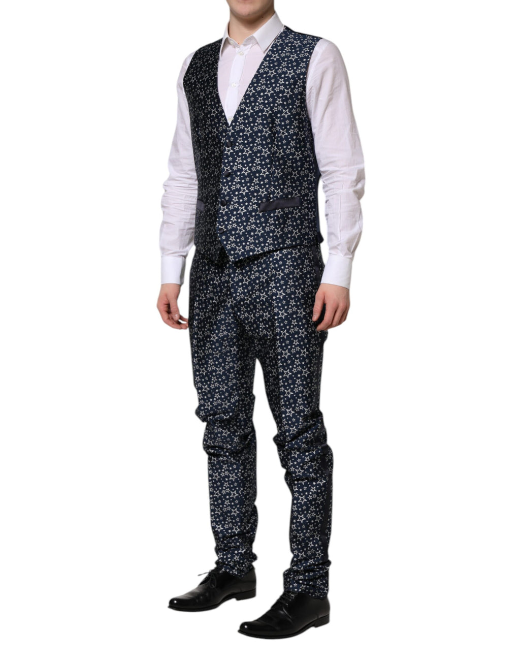 Dolce & Gabbana Blauer MARTINI Star Jacquard 3 Stück Anzug
