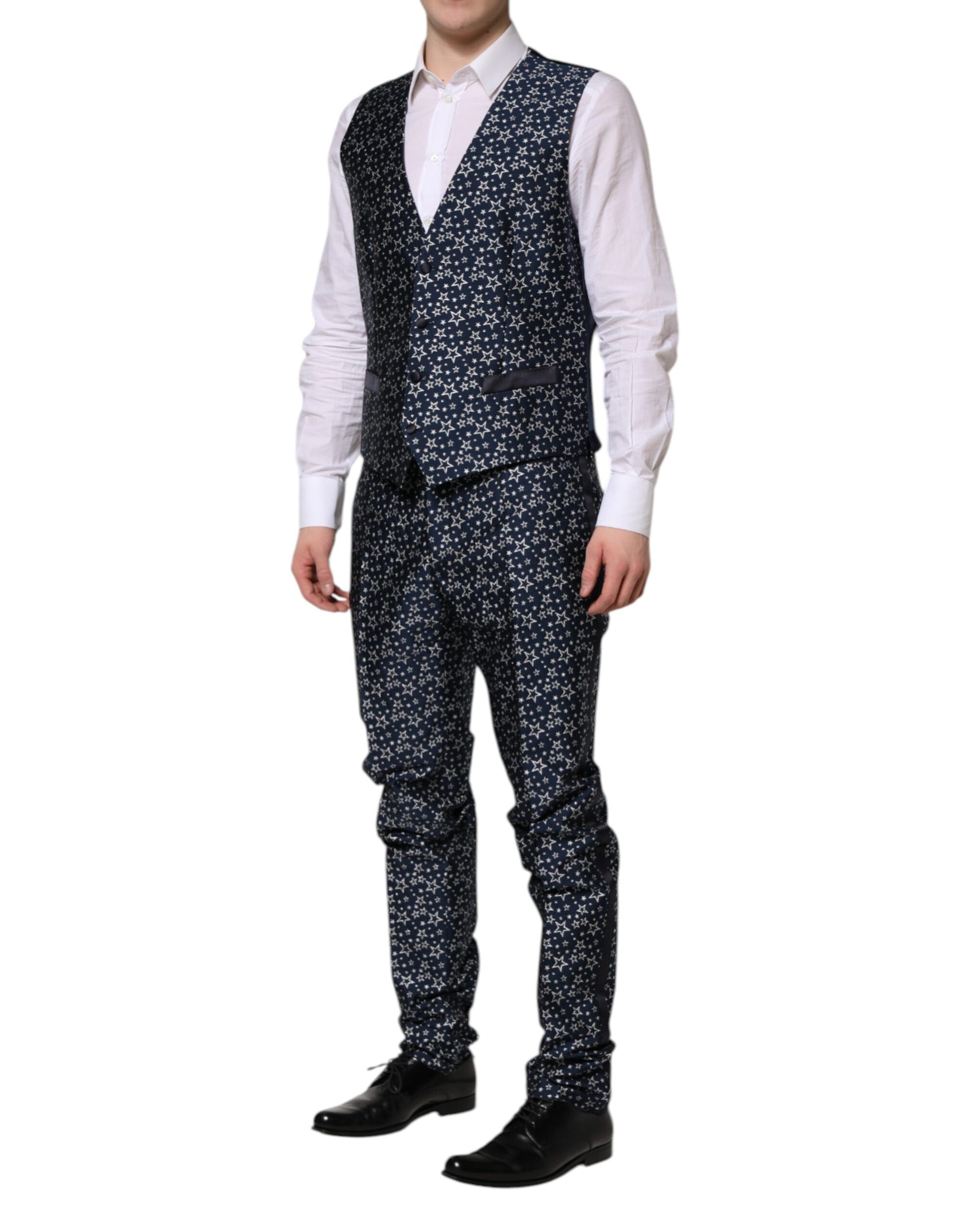 Dolce & Gabbana Blauer MARTINI Star Jacquard 3 Stück Anzug