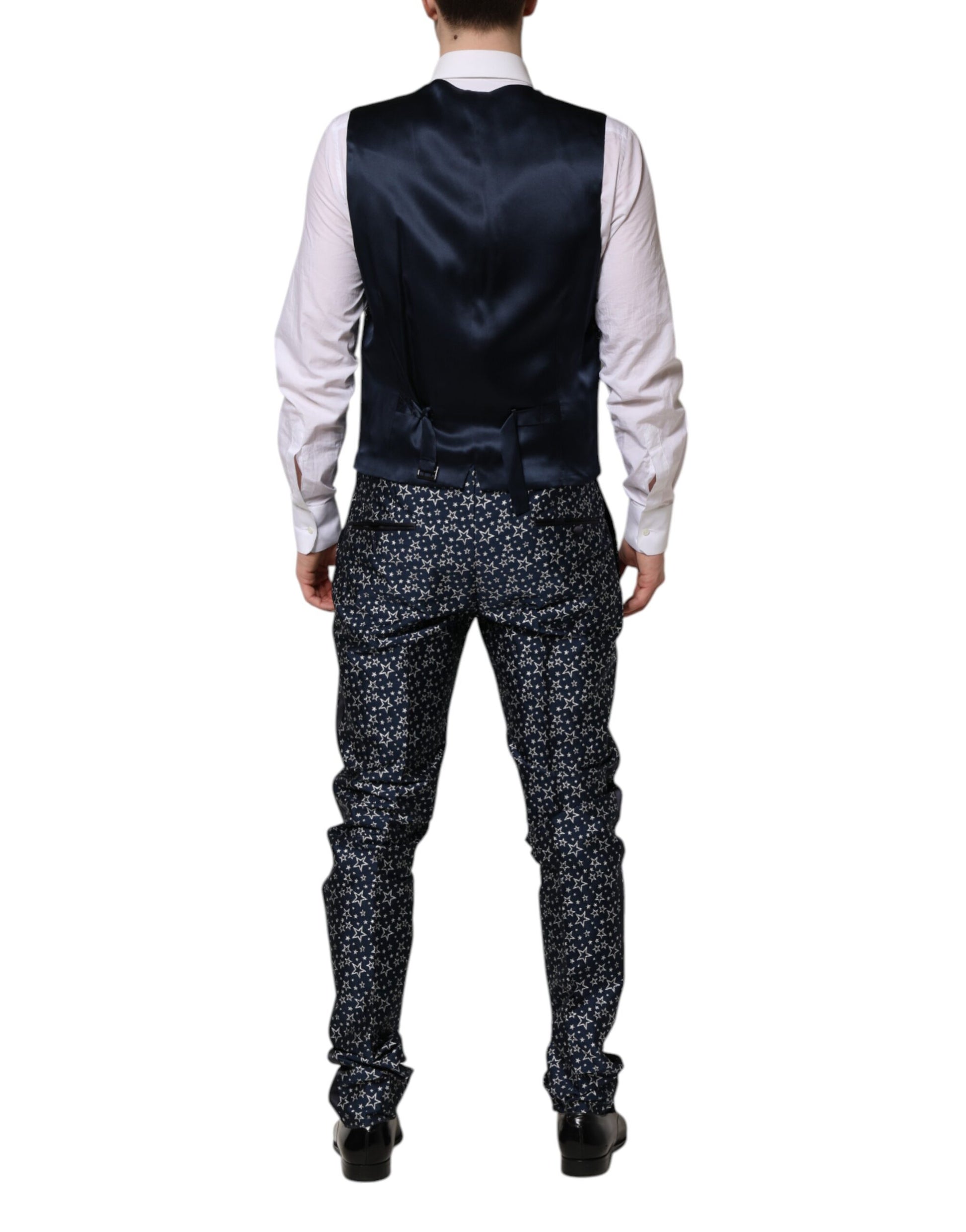 Dolce & Gabbana Blauer MARTINI Star Jacquard 3 Stück Anzug