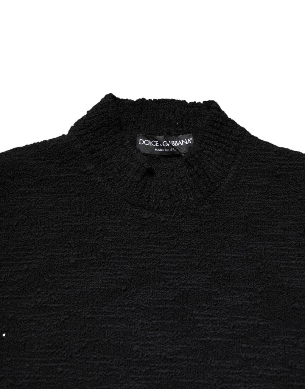 Dolce & Gabbana Schwarzer Pullover mit Rundhalsausschnitt aus Wollstrick