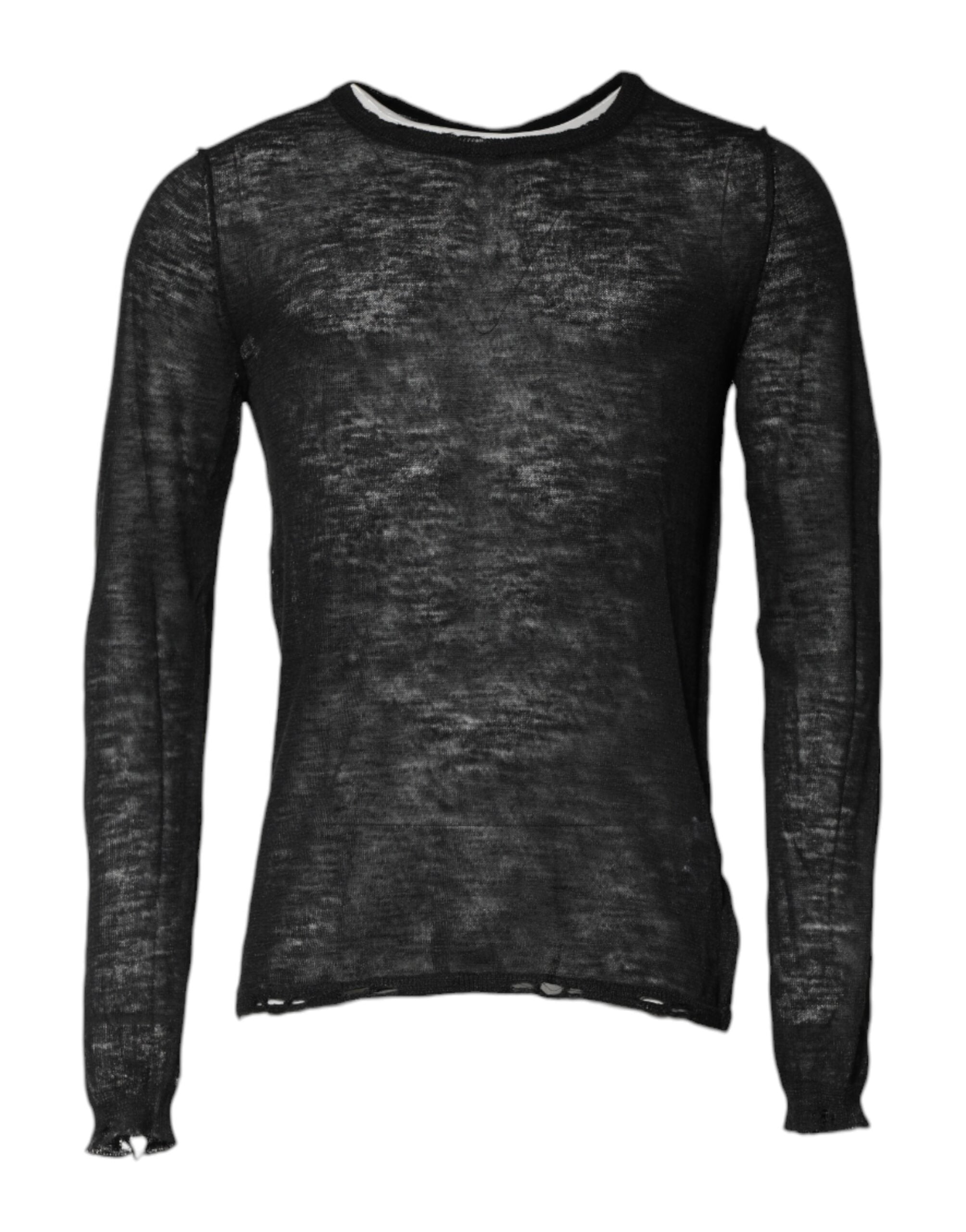 Dolce & Gabbana Schwarzer Polyester Pullover mit Rundhalsausschnitt