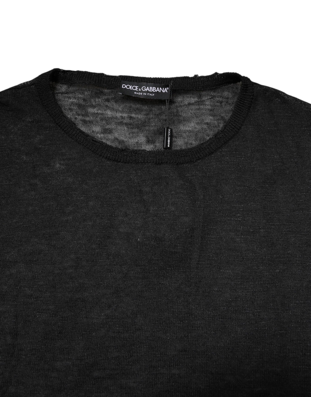 Dolce & Gabbana Schwarzer Polyester Pullover mit Rundhalsausschnitt