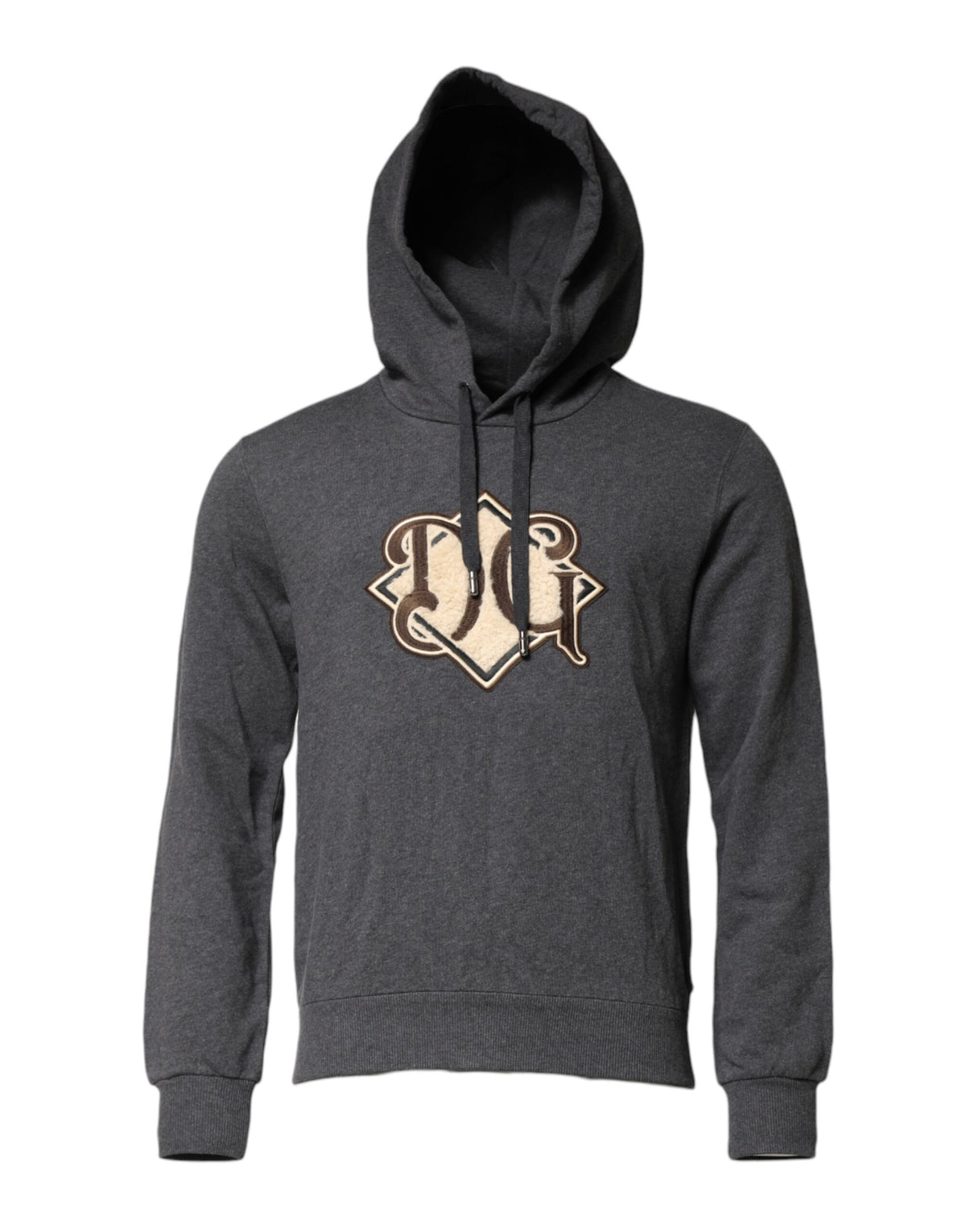 Dolce & Gabbana Gray Logo Patch Hooded Sweatshirt Sweater