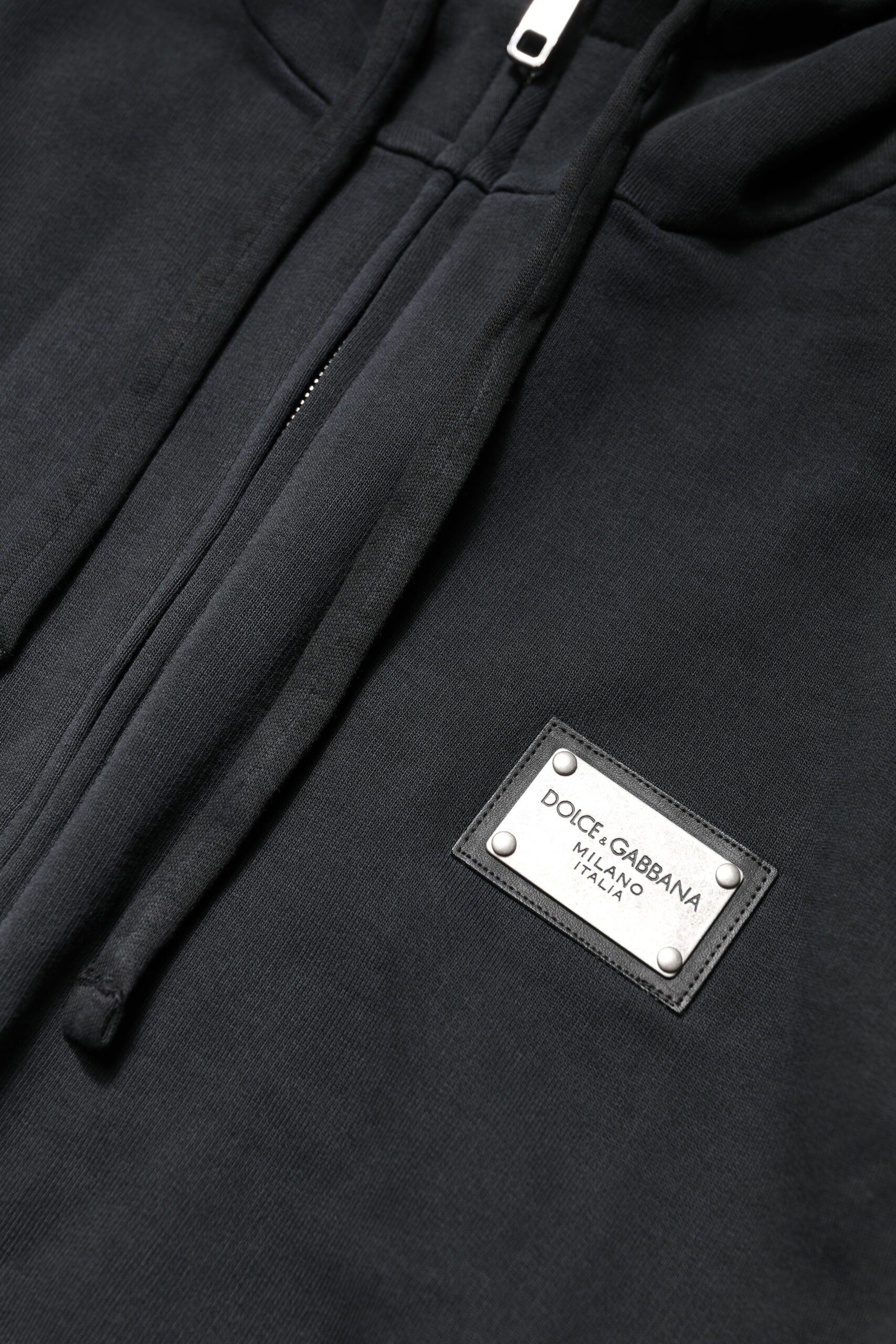 Dolce & Gabbana Schwarzes Logo Sweatshirt mit Kapuze für Männer Pullover mit Reißverschluss