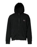 Dolce & Gabbana Black Logo Full Zip Hooded Men Sweatshirt Sweater