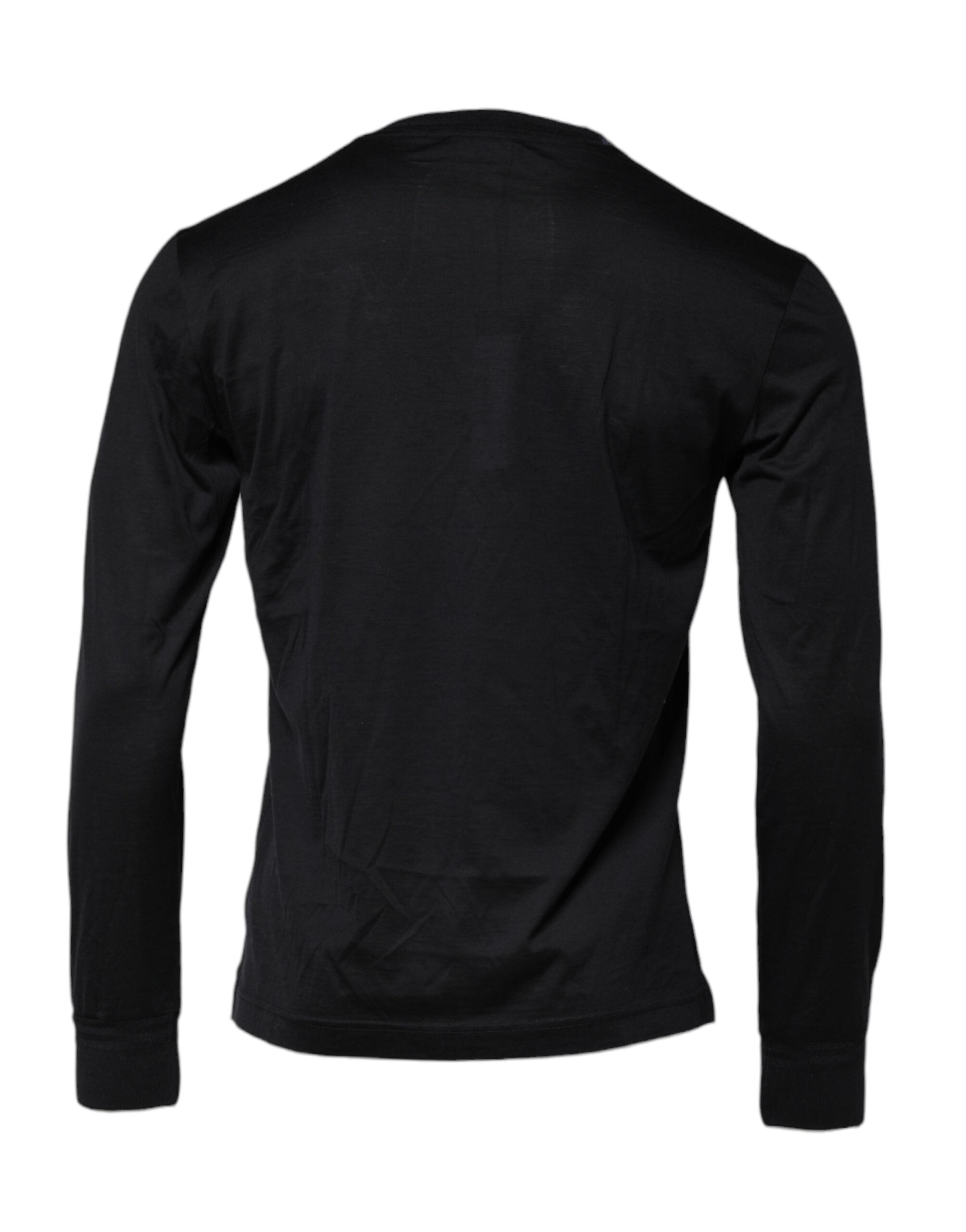 Dolce & Gabbana Dunkelblauer Seiden-Rundhals-Pullover für Männer