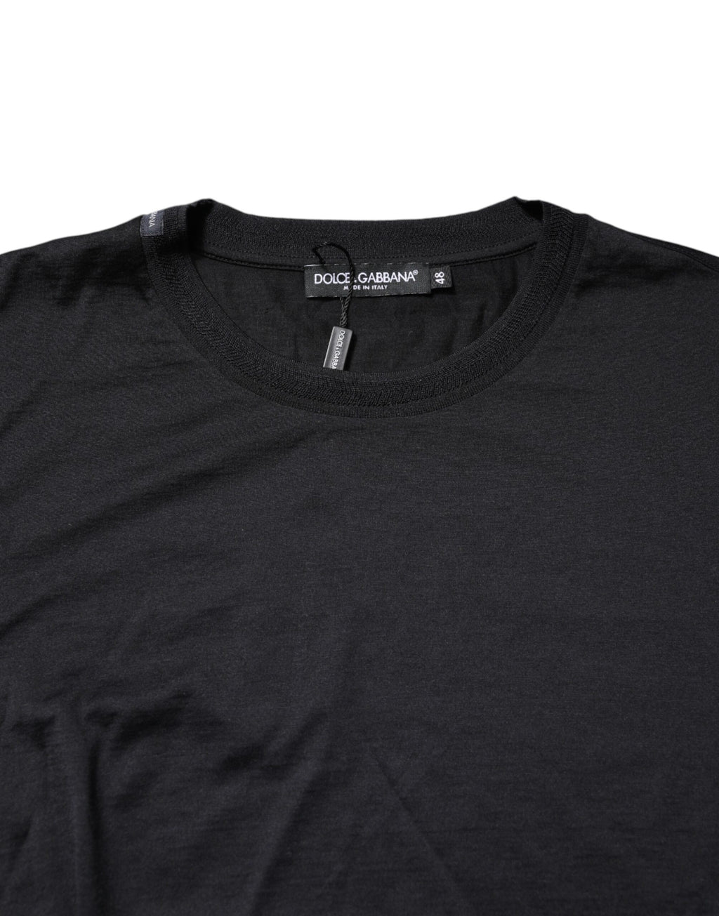 Dolce & Gabbana Dunkelblauer Seiden-Rundhals-Pullover für Männer