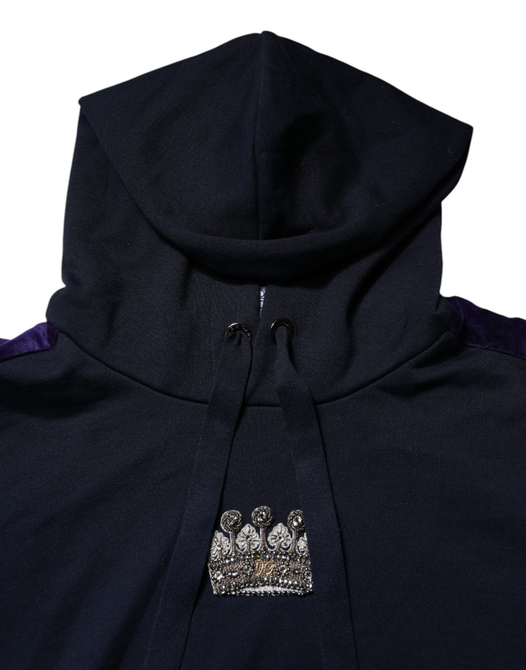 Dolce & Gabbana Schwarzes Crown Baumwoll-Sweatshirt mit Kapuze Pullover