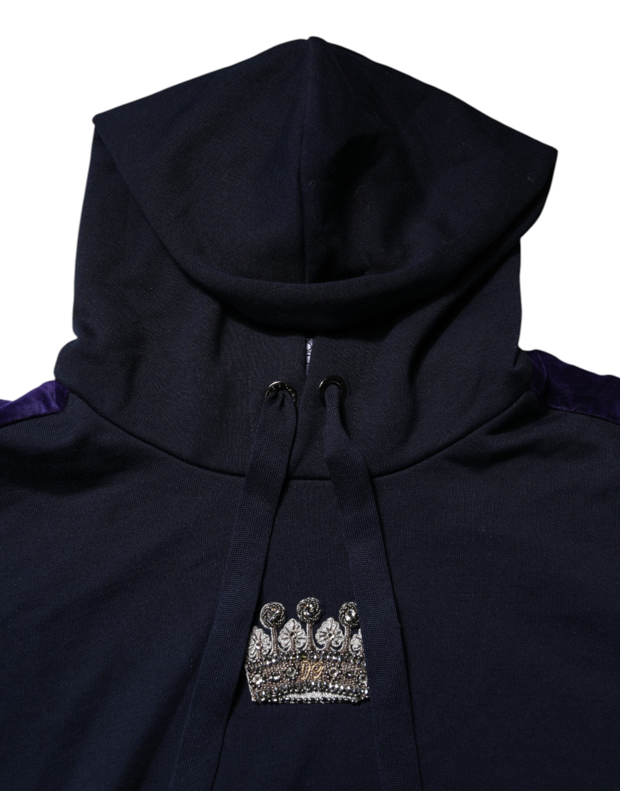 Dolce & Gabbana Schwarzes Crown Baumwoll-Sweatshirt mit Kapuze Pullover