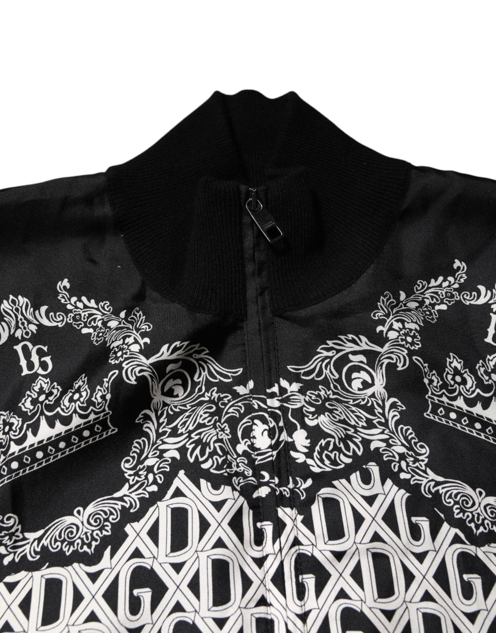 Dolce & Gabbana Schwarzer weißer Bandana Print Pullover mit Reißverschluss