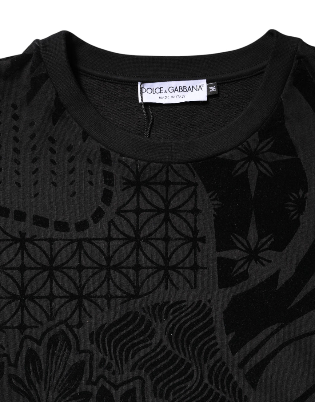 Dolce & Gabbana Schwarzes bedrucktes Sweatshirt mit Rundhalsausschnitt Pullover