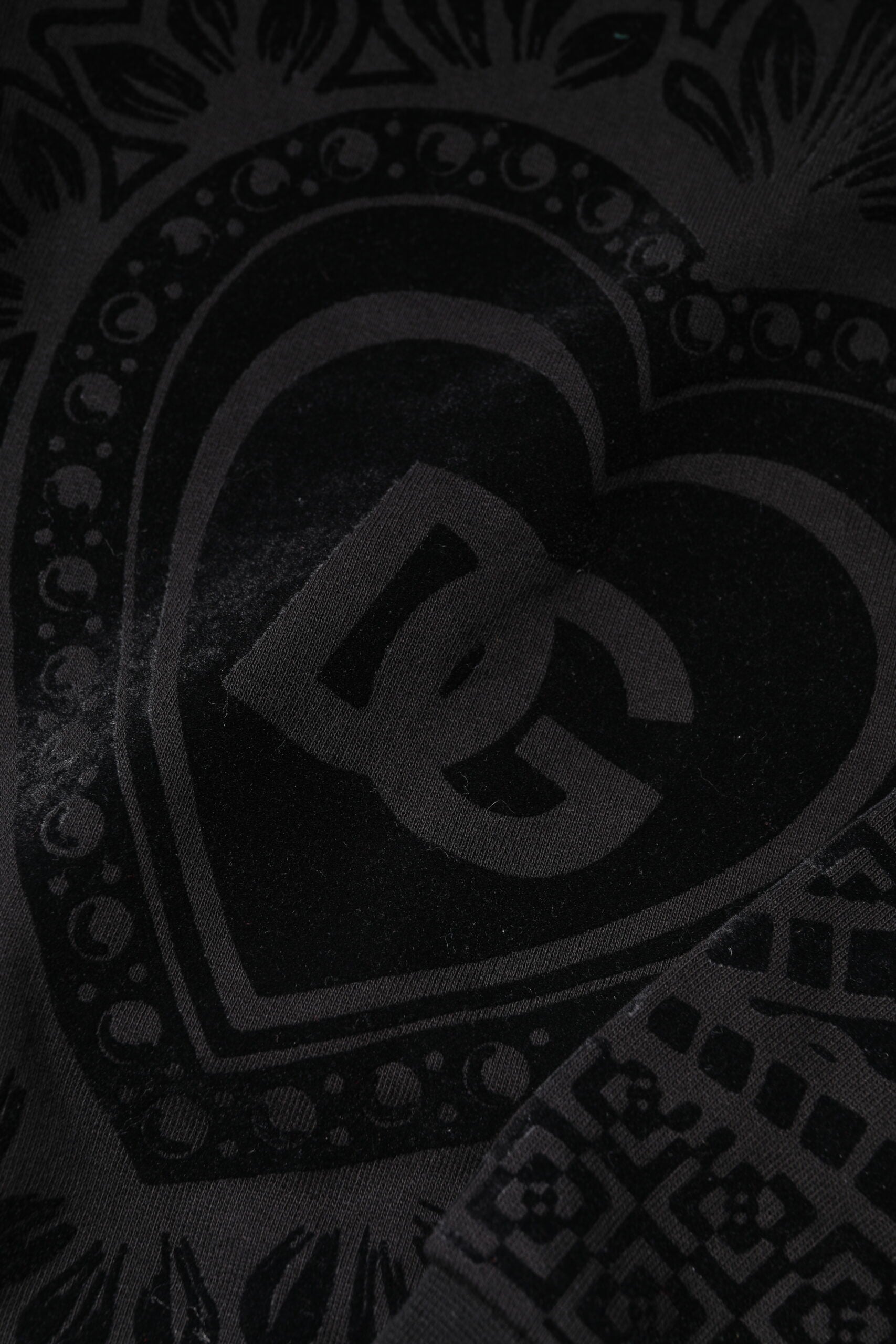 Dolce & Gabbana Schwarzes bedrucktes Sweatshirt mit Rundhalsausschnitt Pullover