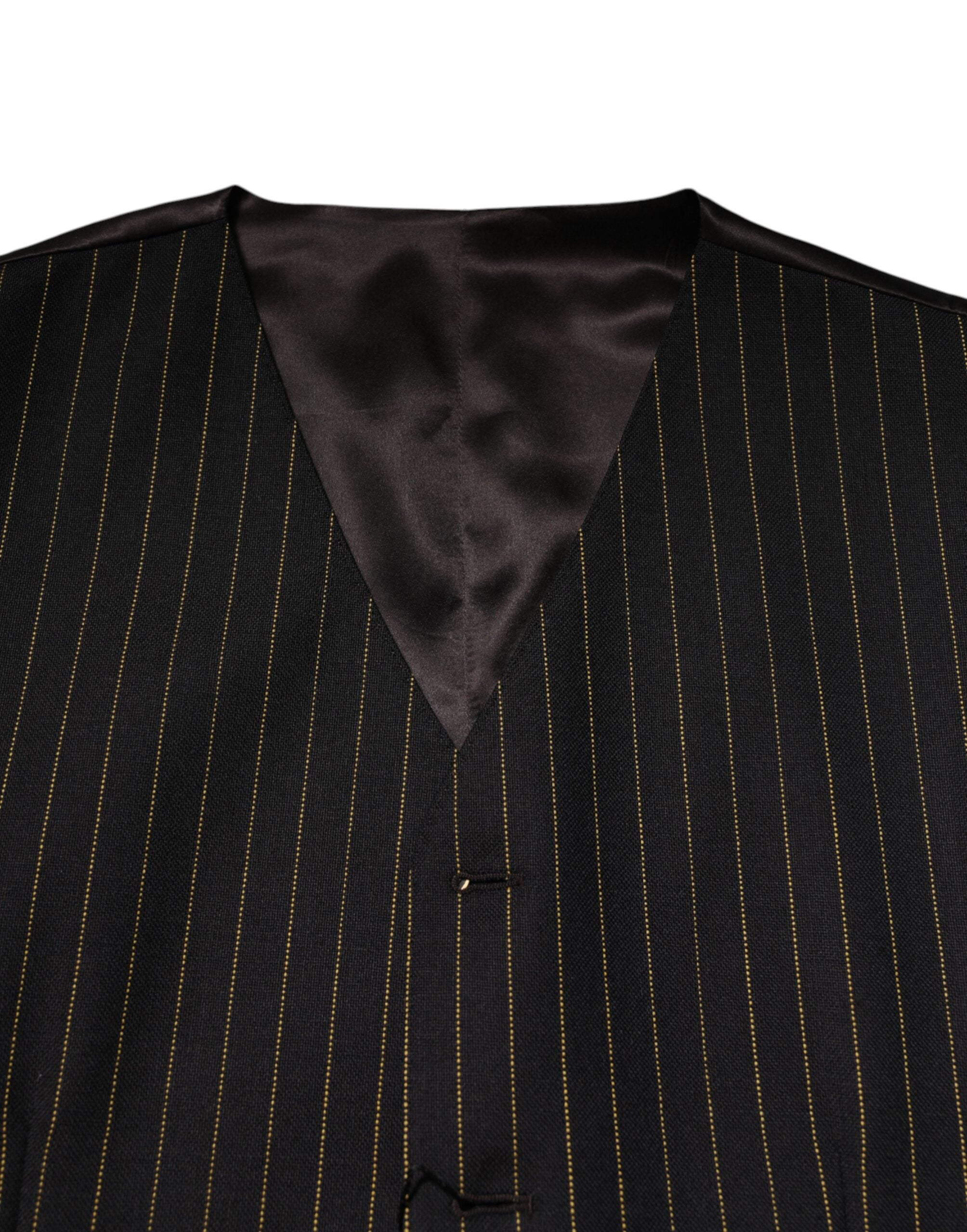 Dolce & Gabbana Schwarz gestreift Wolle Formal Herren Weste Weste