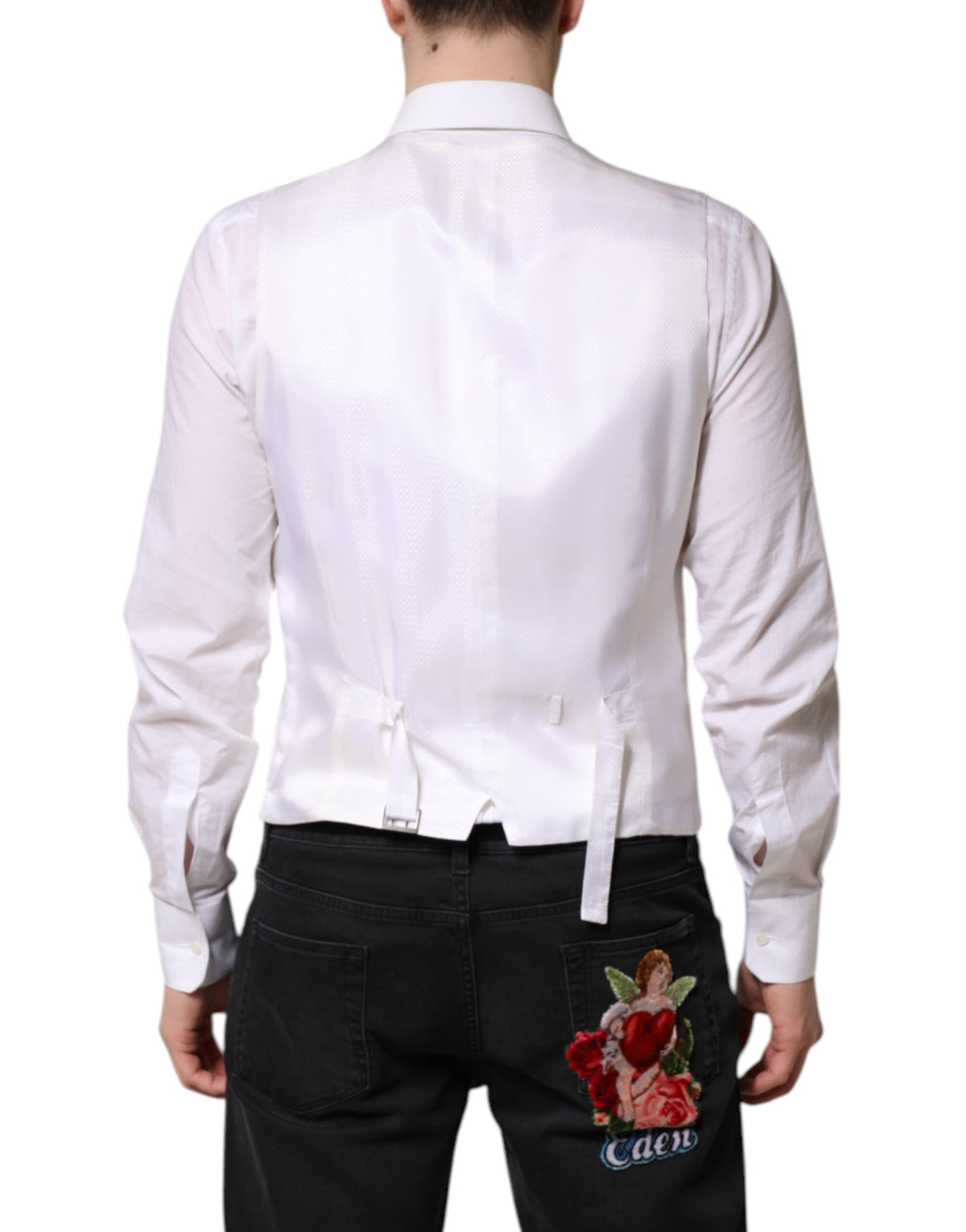 Dolce & Gabbana Witte Jurk met Pailletten Formeel Gilet