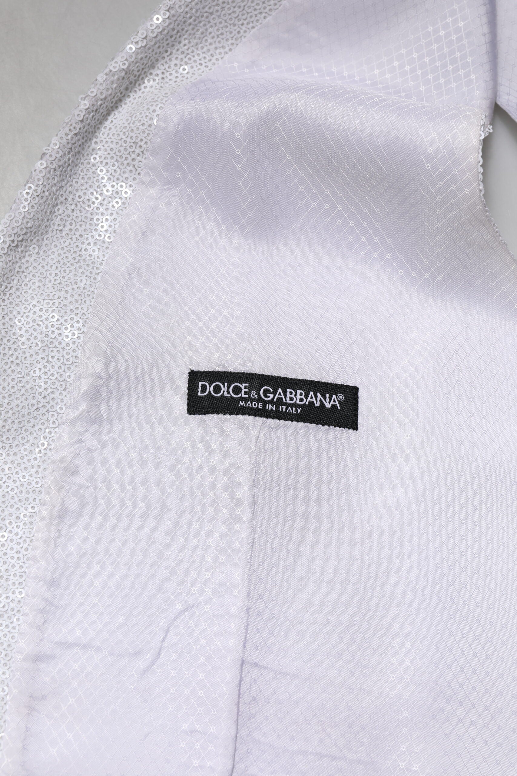 Dolce & Gabbana Weißes Paillettenkleid Formelle Weste Weste