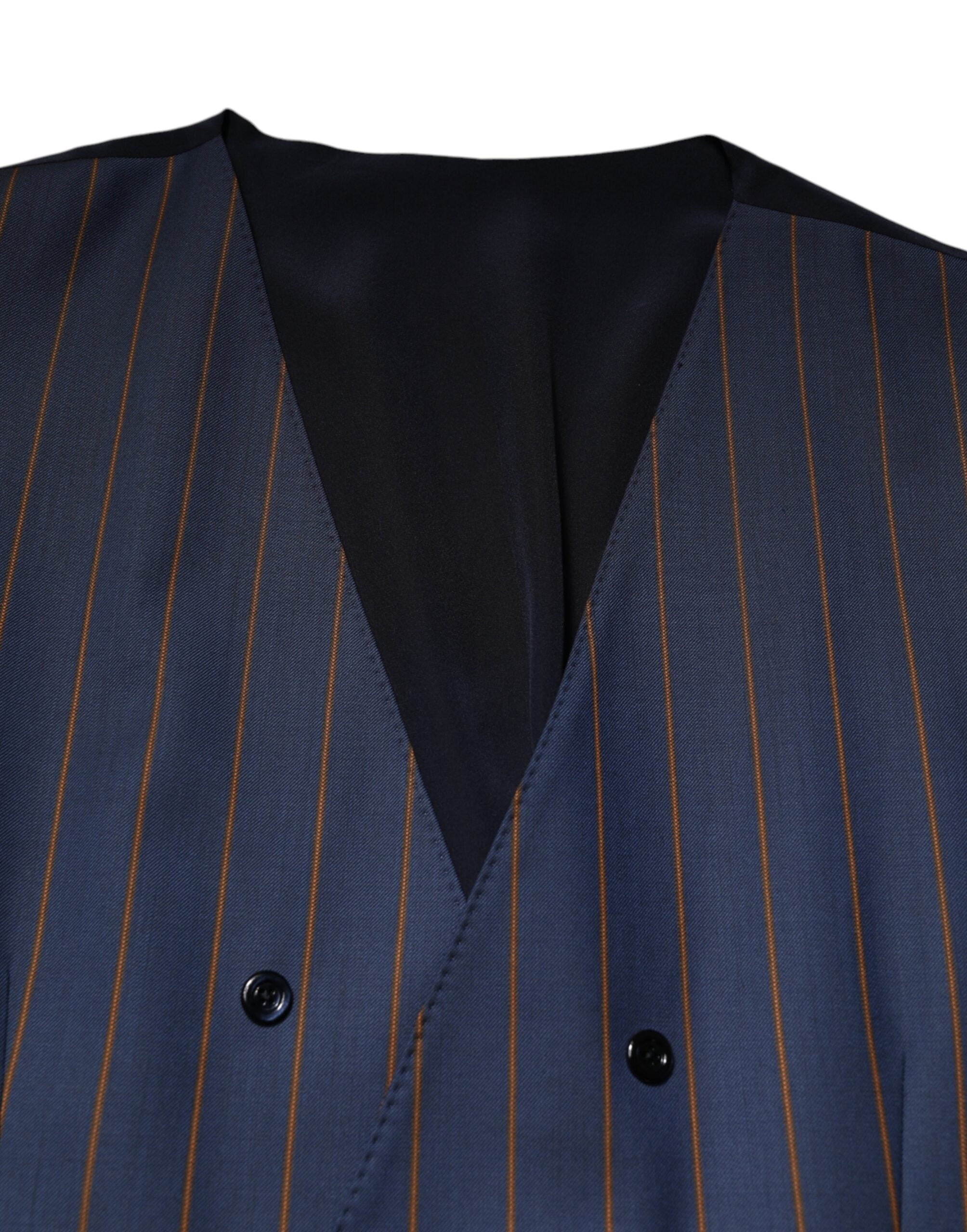 Dolce & Gabbana Blaue Streifen Wolle Formal Herren Weste Weste