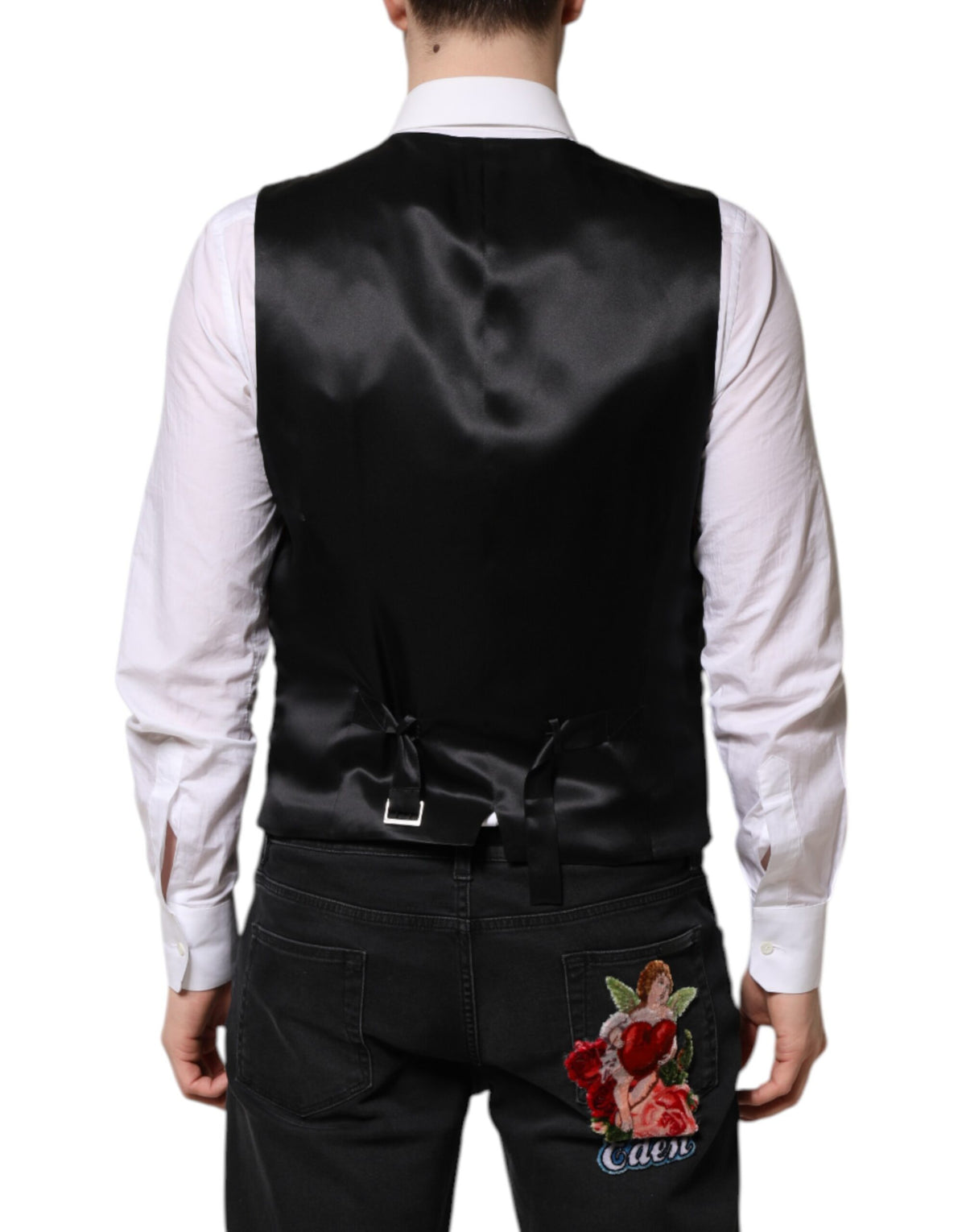 Dolce & Gabbana Rood Bloemen Brokaat Formeel Gilet voor Heren