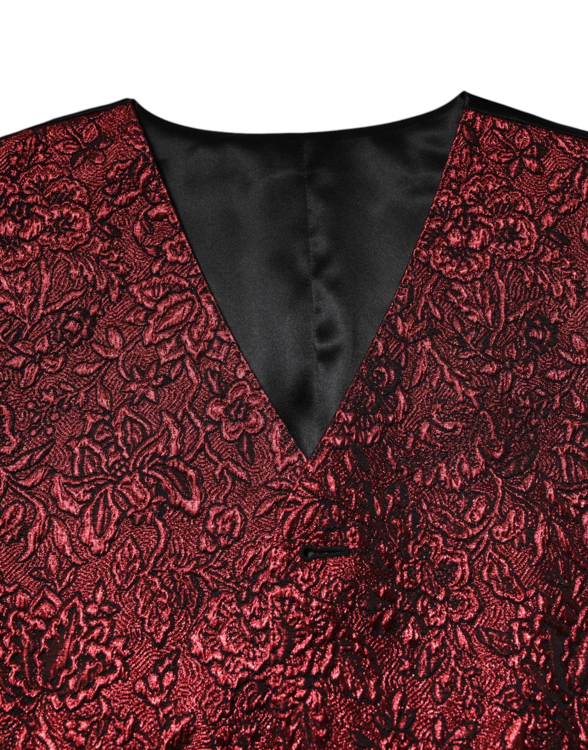 Dolce & Gabbana Rote Blumen Brokat Formal Männer Weste Weste