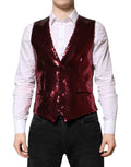 Dolce & Gabbana Rode Paillettenjurk Formeel Heren Gilet Vest