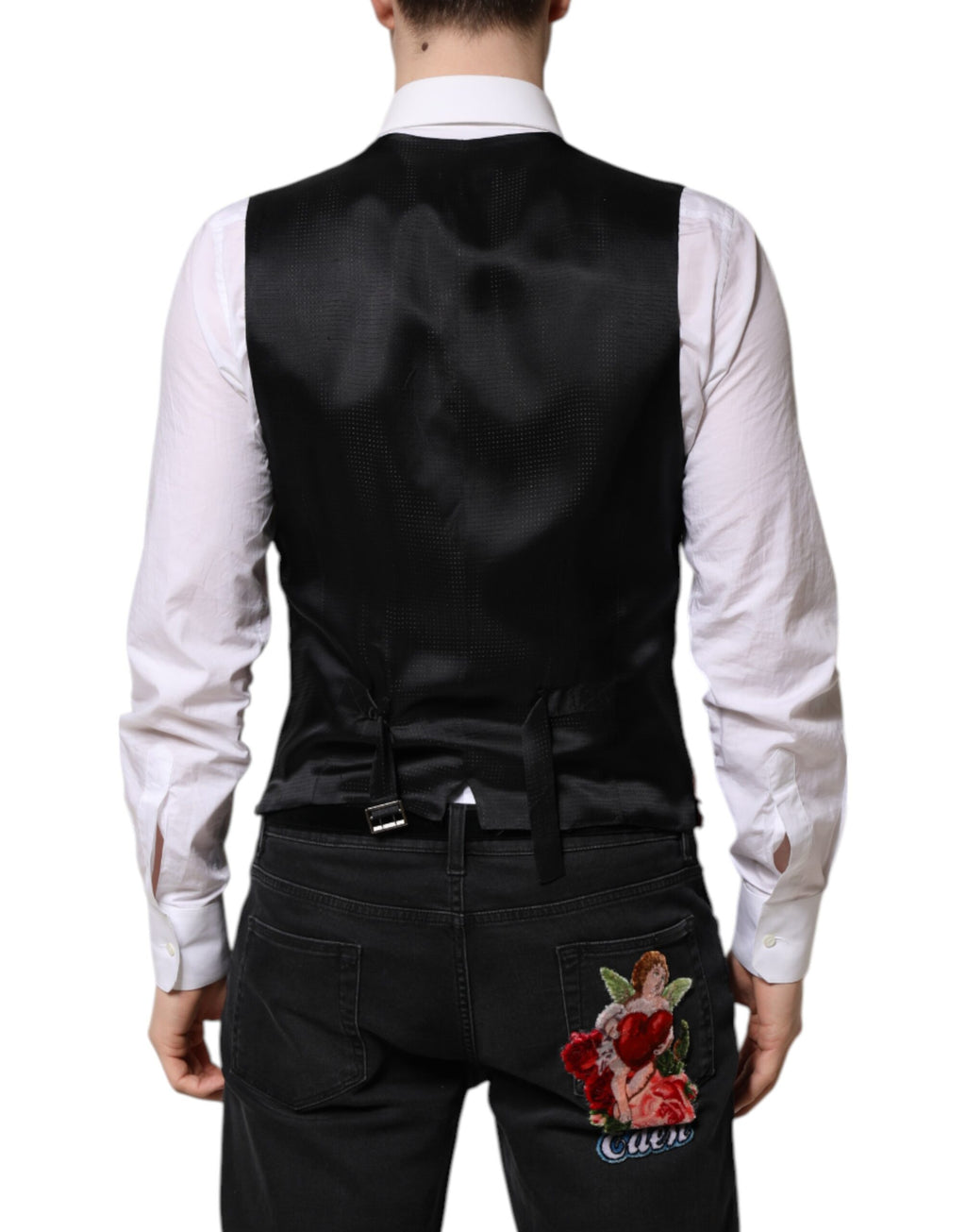 Dolce & Gabbana Rode Paillettenjurk Formeel Heren Gilet Vest