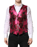 Dolce & Gabbana Roze Gebloemde Satijnen Formele Heren Gilet