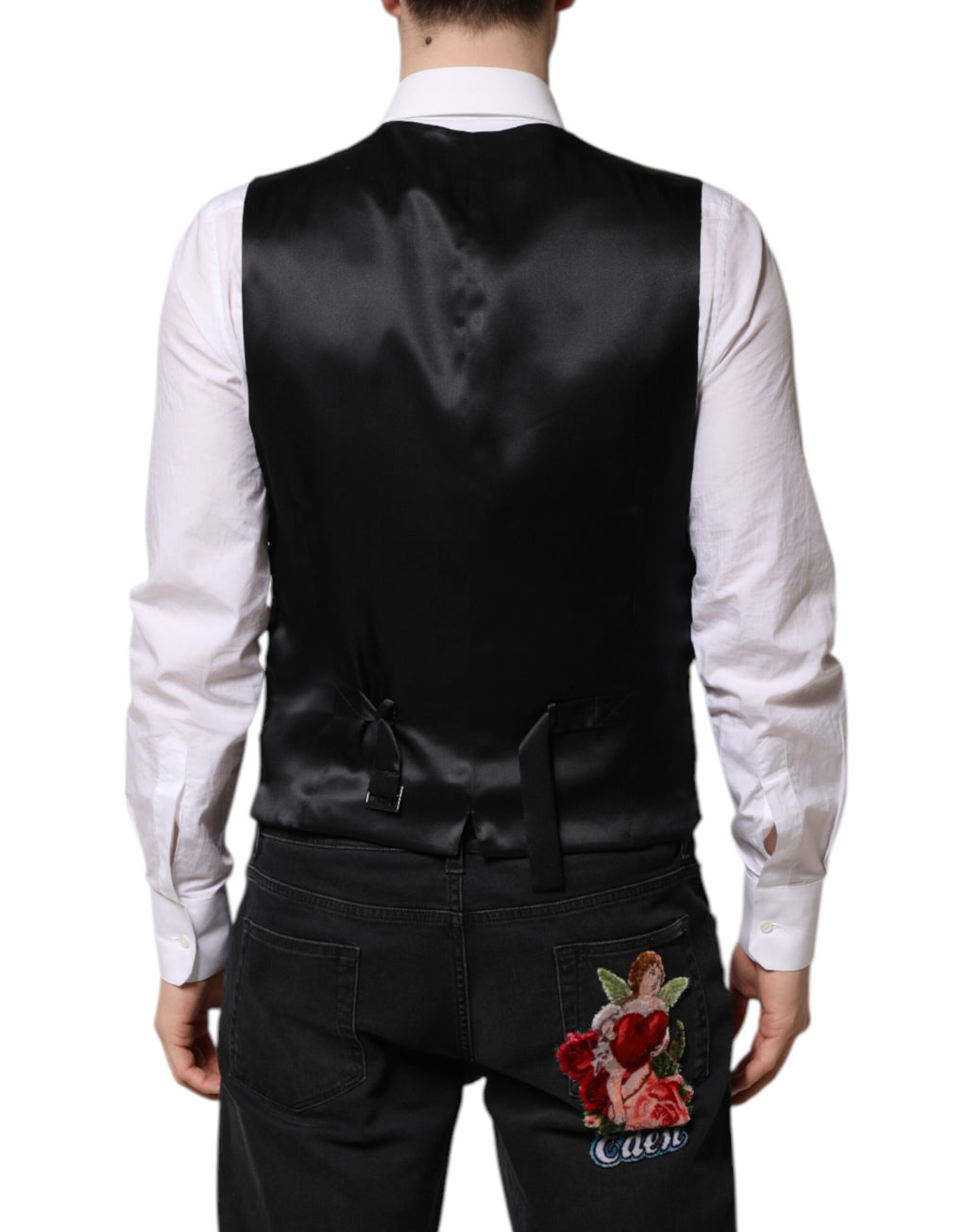 Dolce & Gabbana Roze Gebloemde Satijnen Formele Heren Gilet