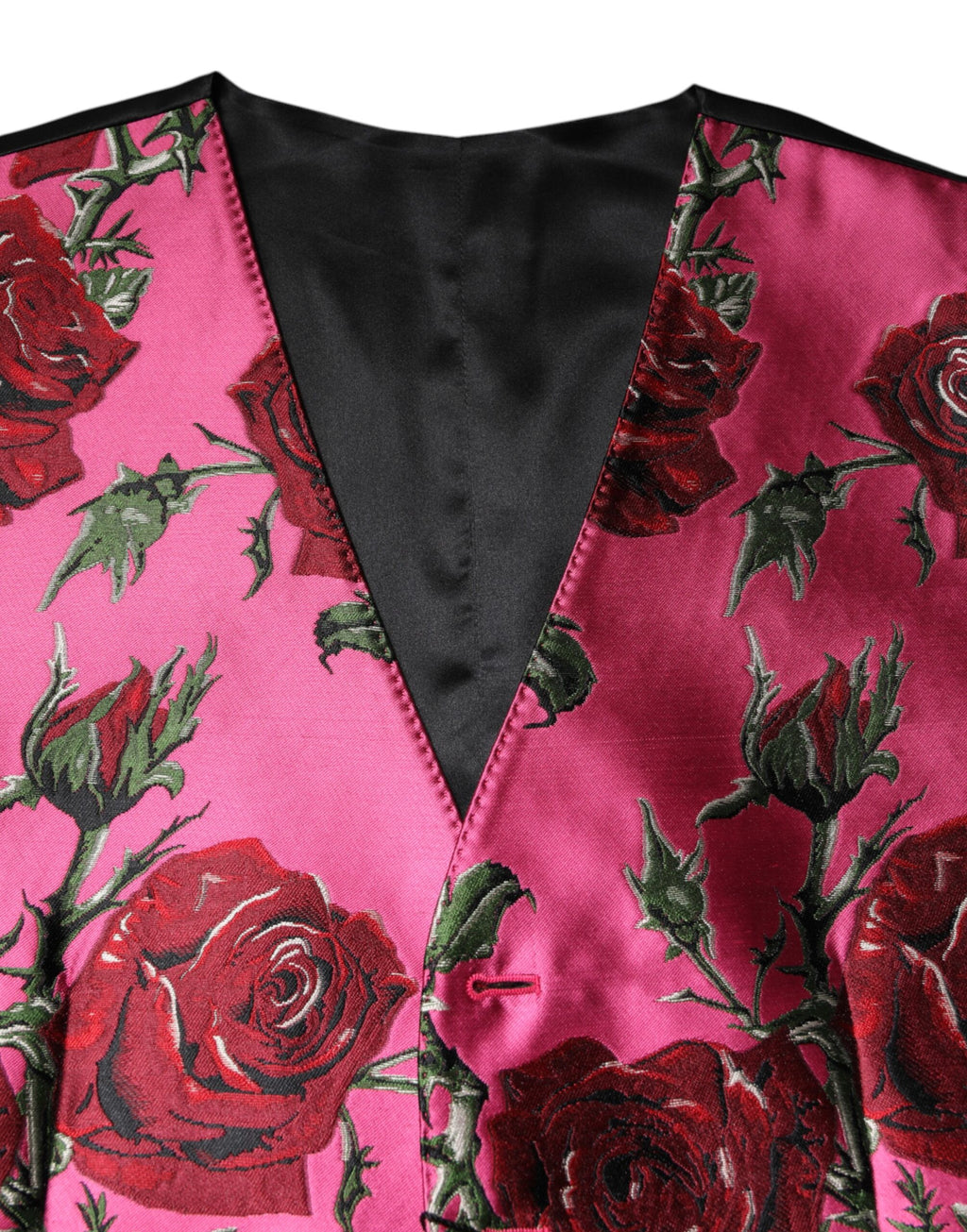 Dolce & Gabbana Roze Gebloemde Satijnen Formele Heren Gilet