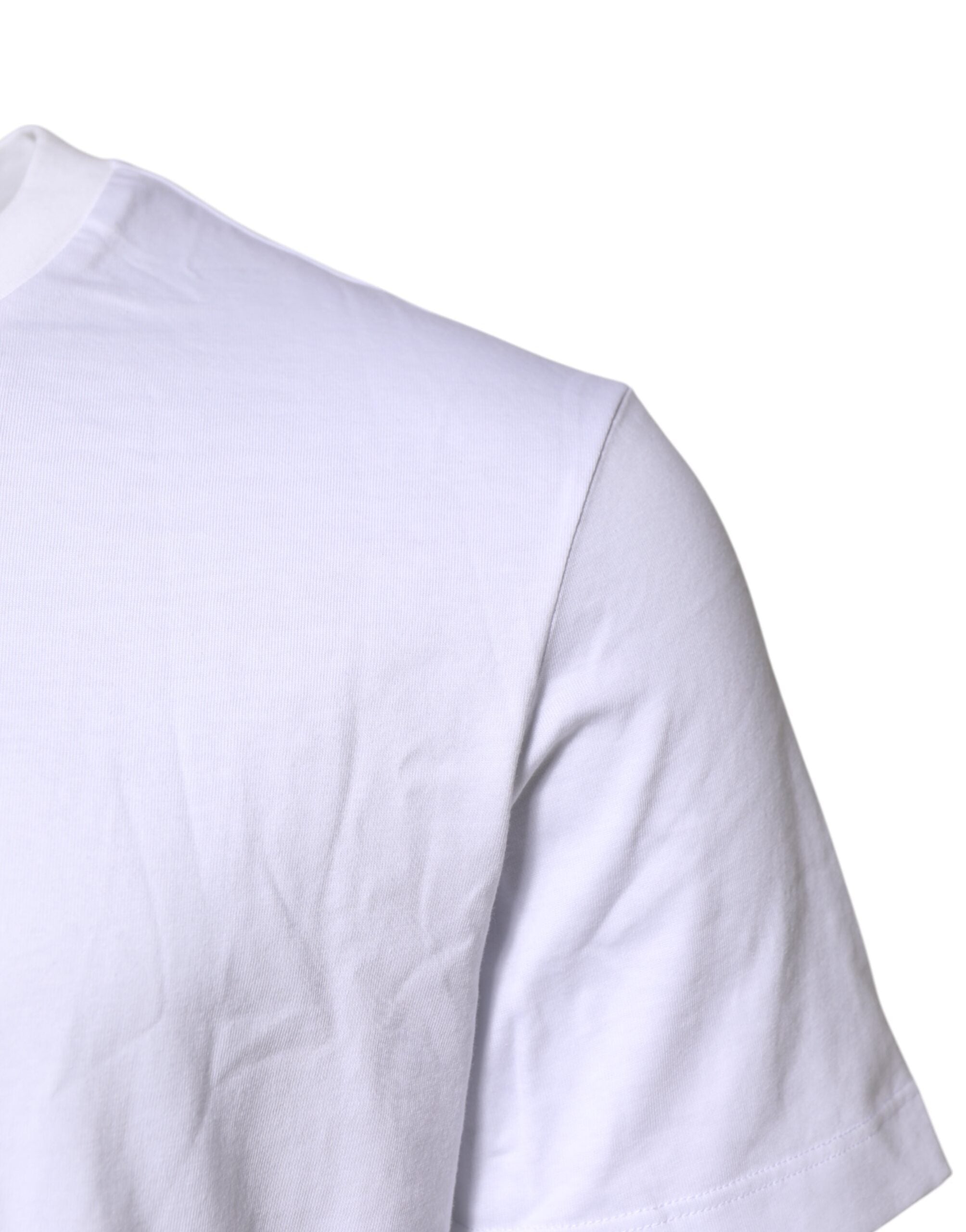 Dolce & Gabbana Weißes T-Shirt mit Rundhalsausschnitt und Logo-Stickerei