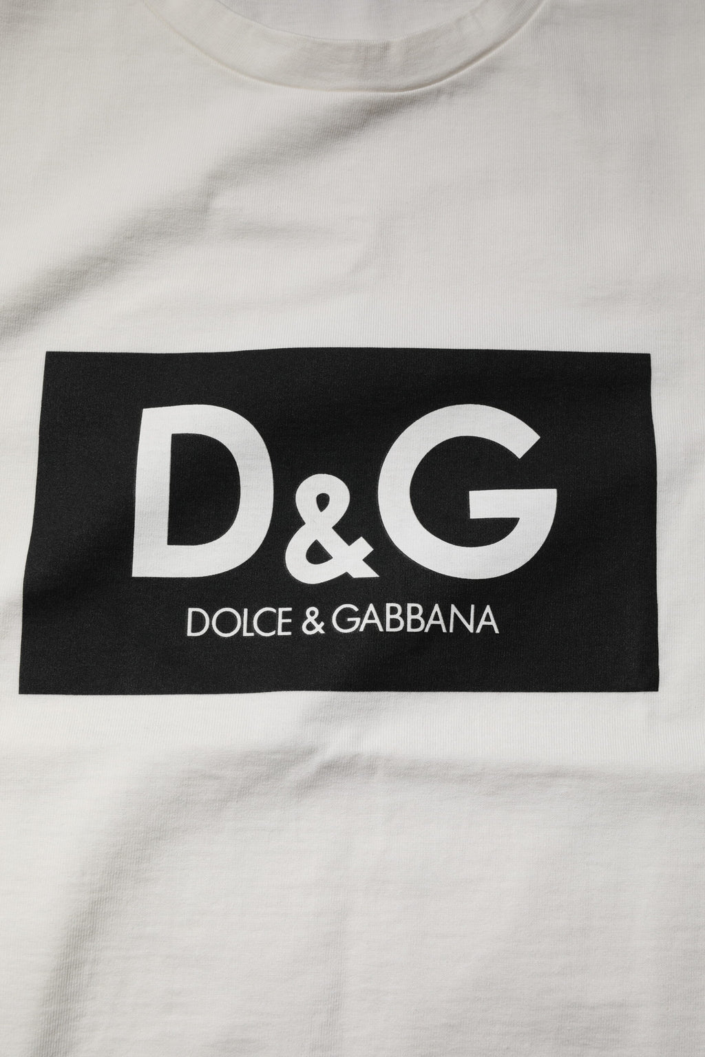 Dolce & Gabbana Weißes T-Shirt mit Rundhalsausschnitt und DG-Logo-Druck aus Baumwolle