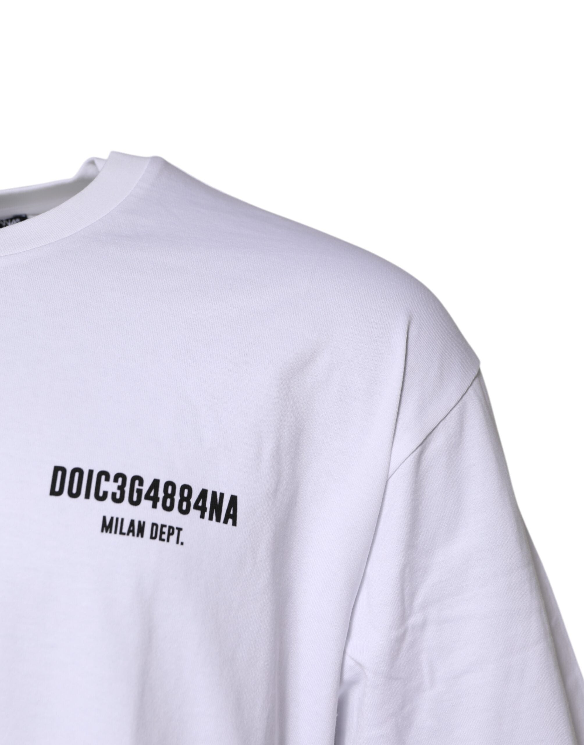 Dolce & Gabbana Weißes T-Shirt mit Rundhalsausschnitt und Logodruck aus Baumwolle