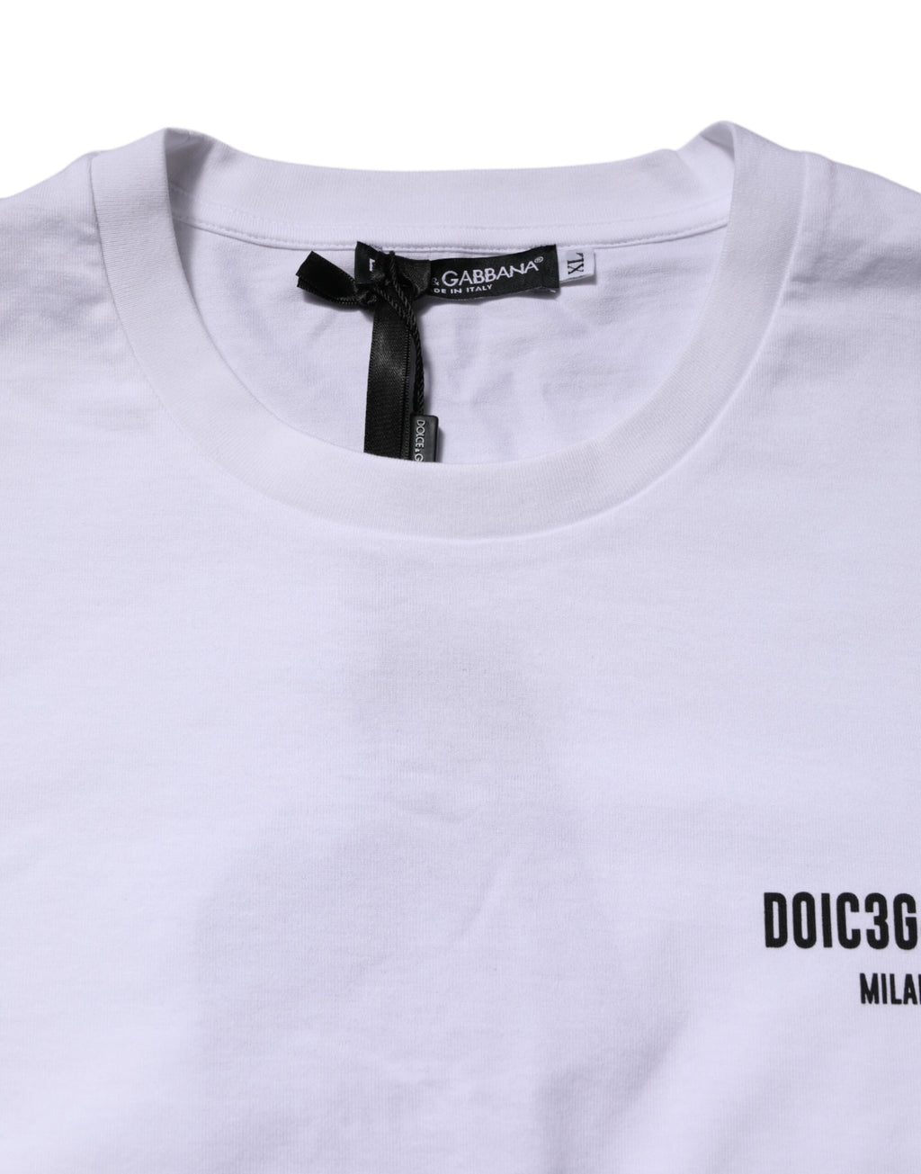 Dolce & Gabbana Weißes T-Shirt mit Rundhalsausschnitt und Logodruck aus Baumwolle