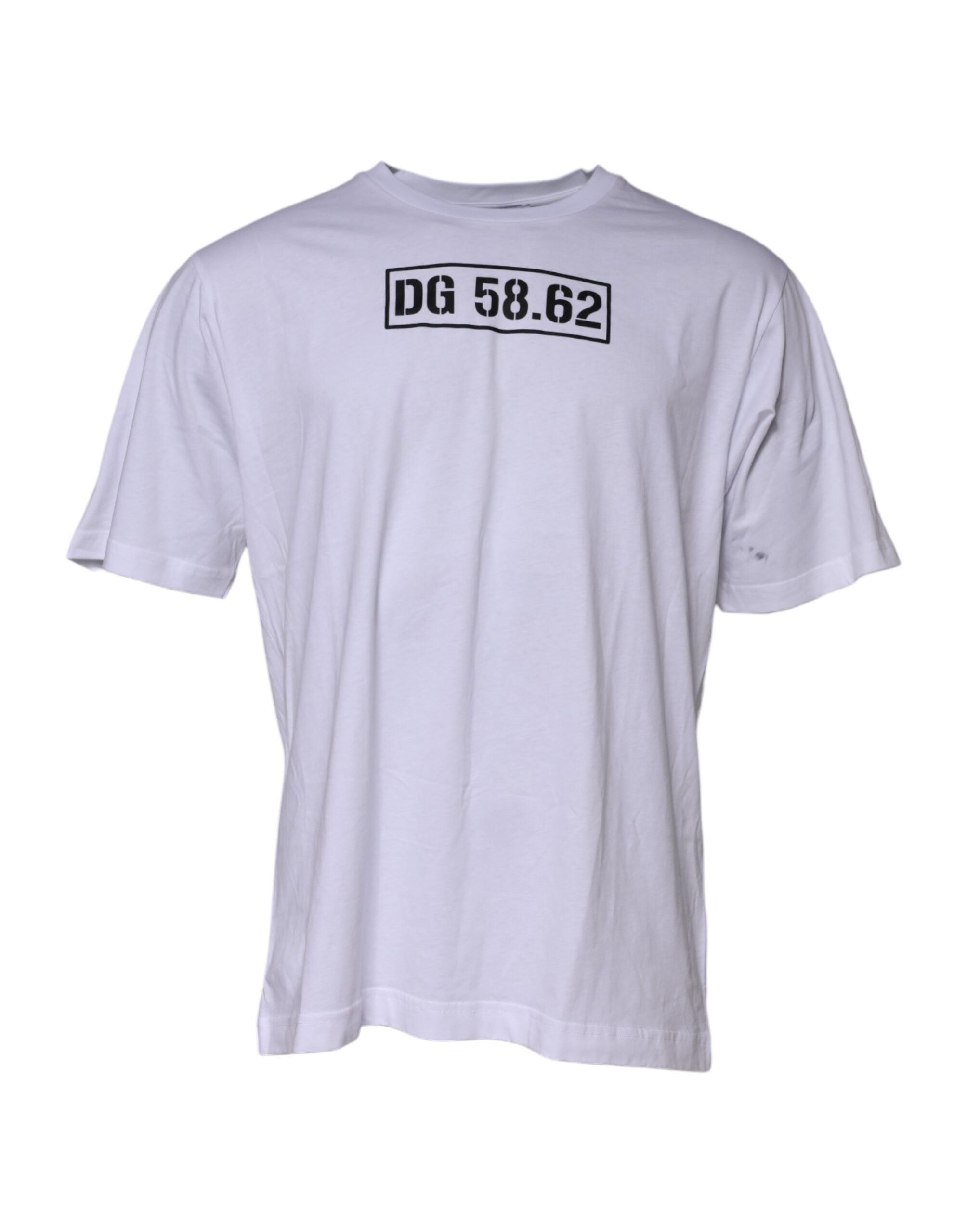 Dolce & Gabbana Weißes T-Shirt mit Rundhalsausschnitt und Logodruck aus Baumwolle
