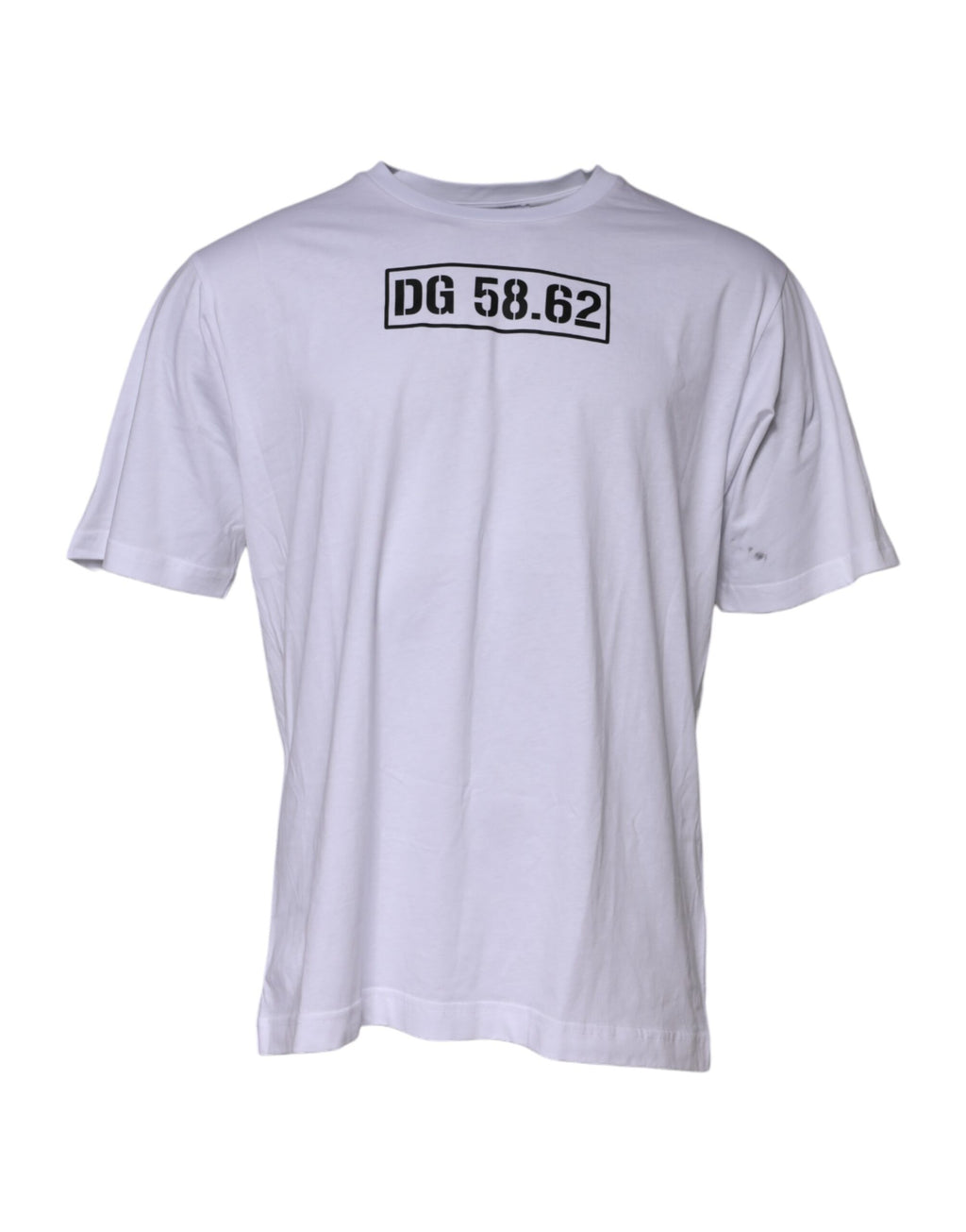 Dolce & Gabbana Weißes T-Shirt mit Rundhalsausschnitt und Logodruck aus Baumwolle