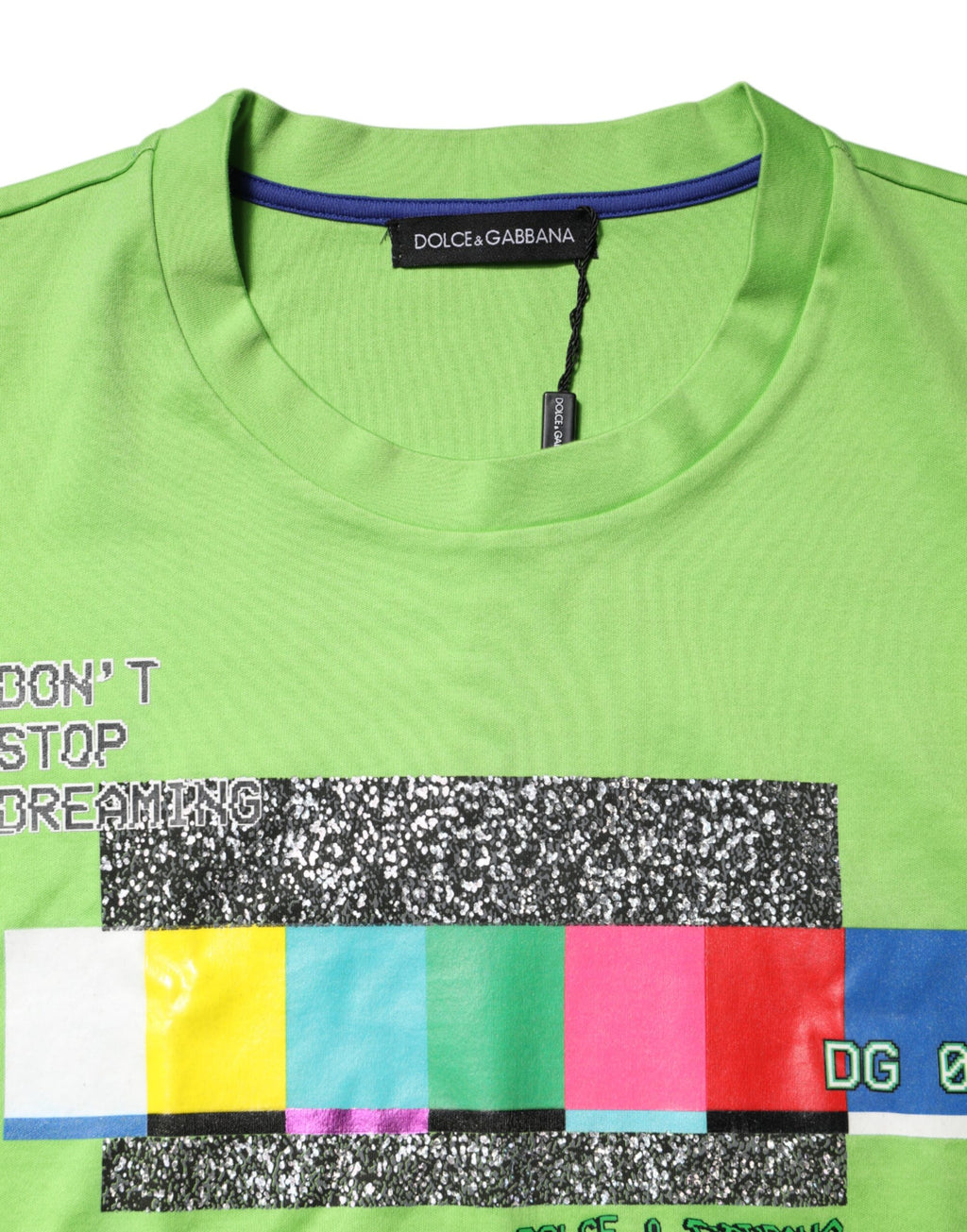 Dolce & Gabbana Grünes T-Shirt mit Rundhalsausschnitt und Grafikdruck