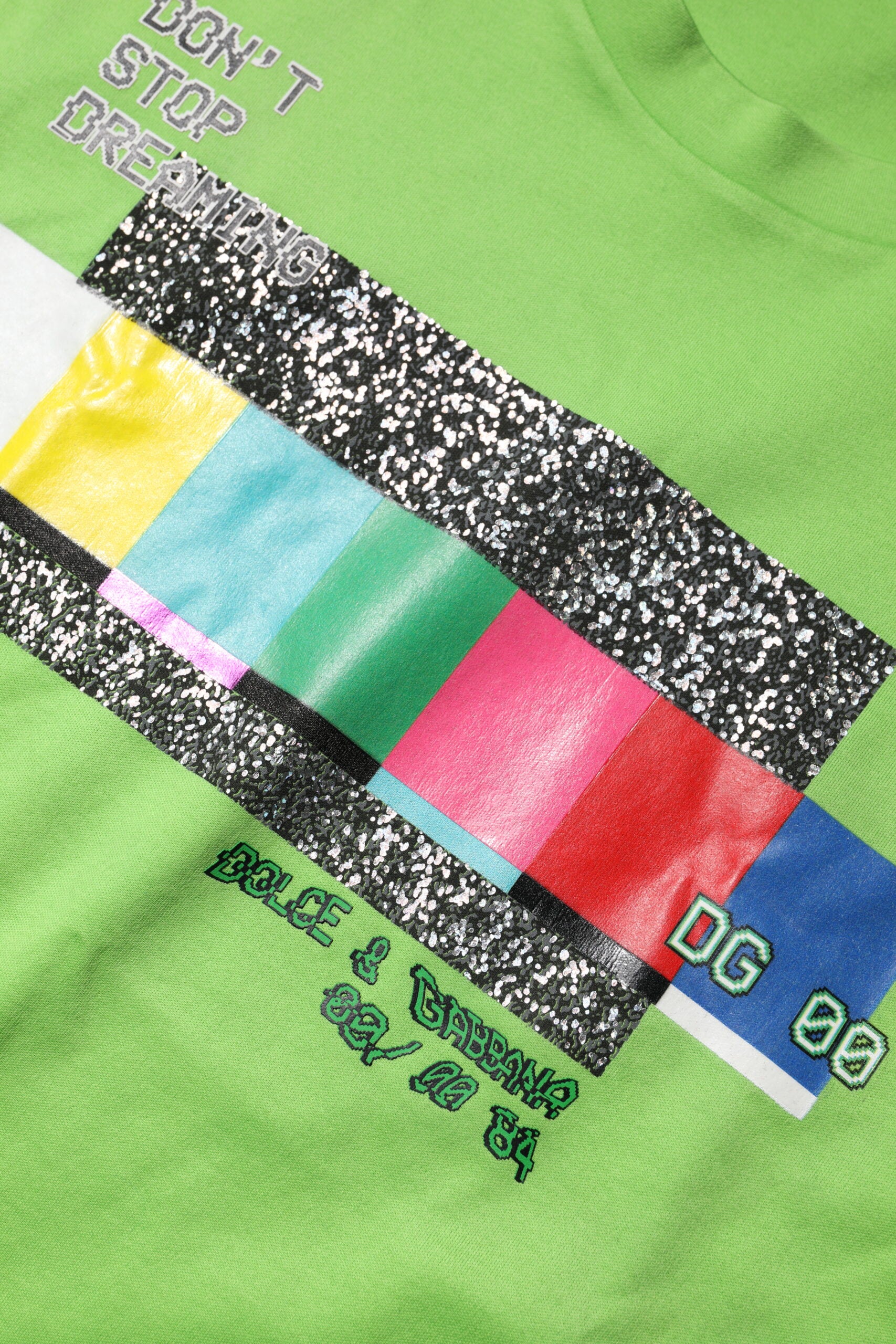 Dolce & Gabbana Grünes T-Shirt mit Rundhalsausschnitt und Grafikdruck