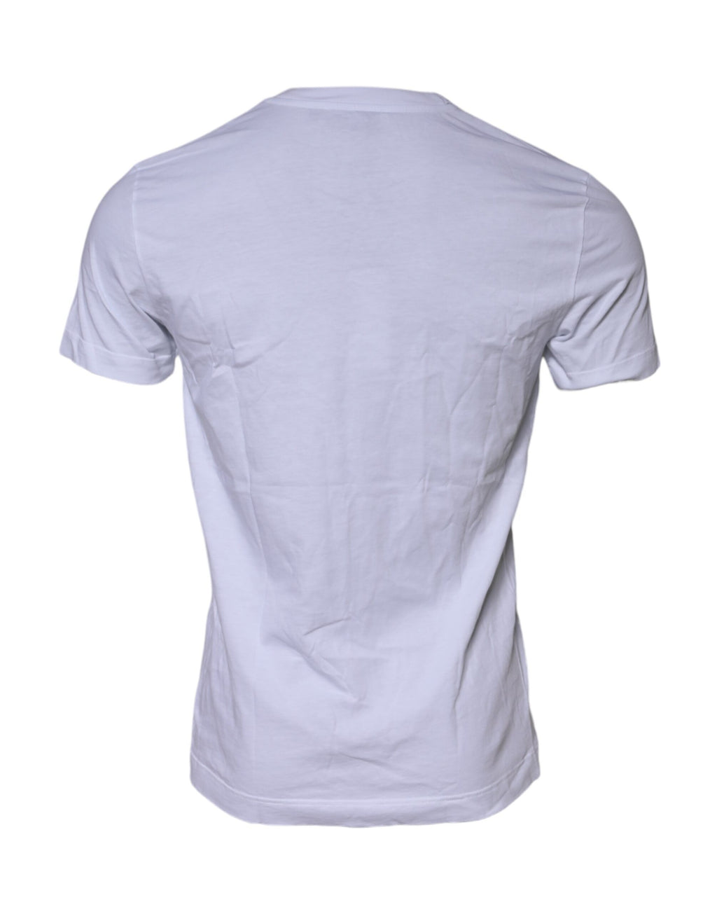 Dolce & Gabbana Weißes T-Shirt mit Rundhalsausschnitt und Logo-Patch aus Baumwolle